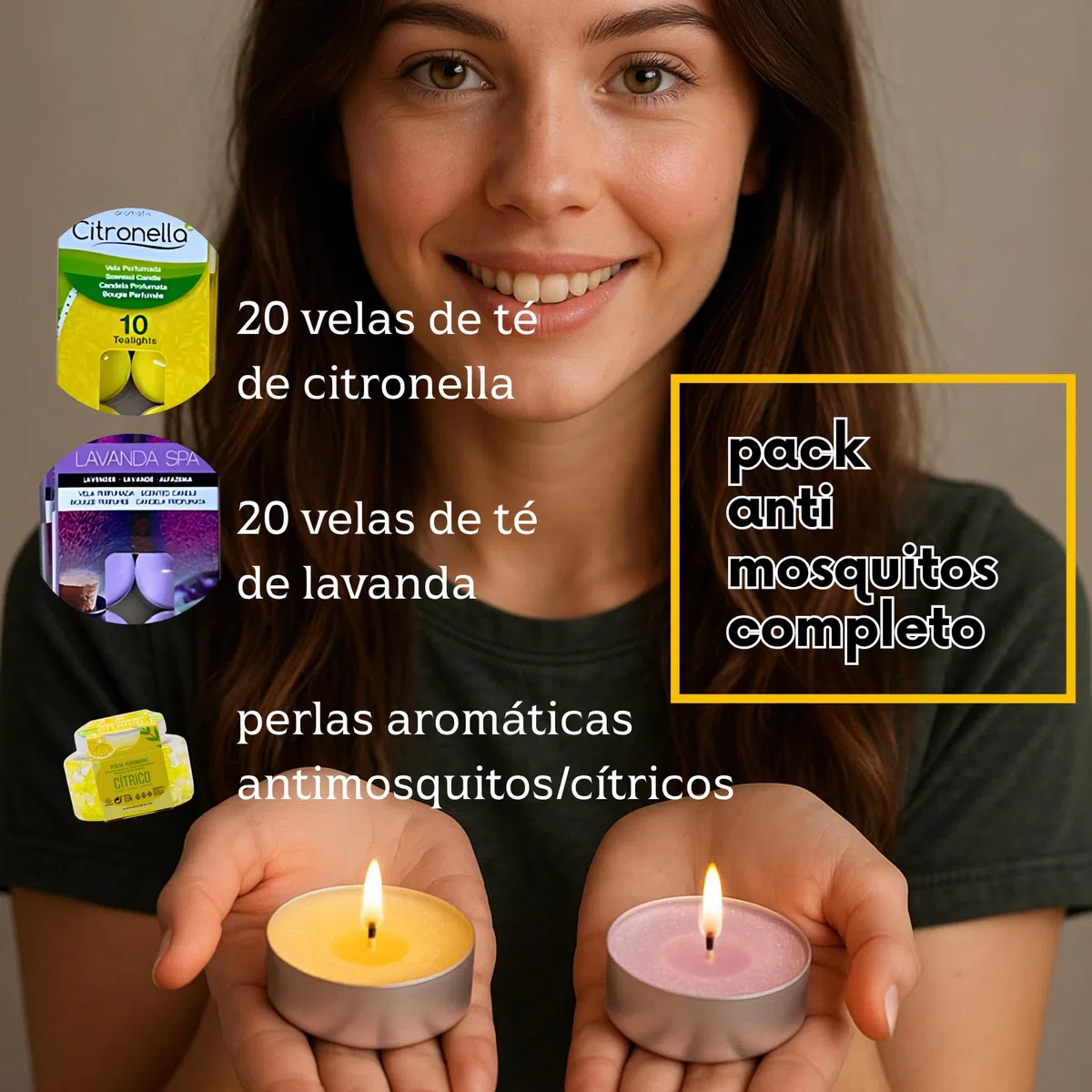 Velas de té de Citronela y Lavanda, 40 tealights | Interior y Exterior, Ahuyentador de Moscas y Mosquitos, Sin Químicos, Anti-bichos voladores