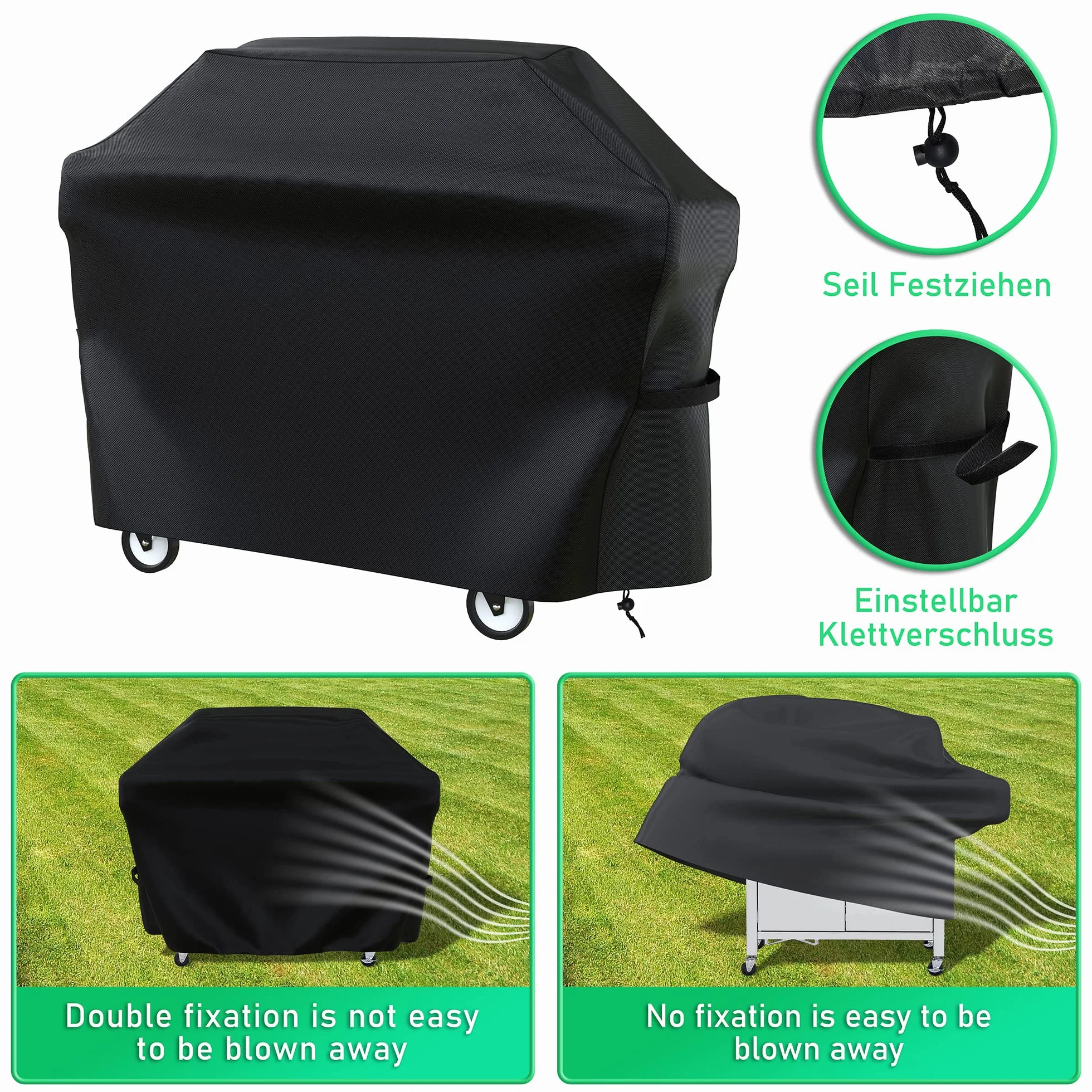 Funda Protectora de Barbacoa Exterior Impermeable, Cubierta de la Parrilla, Anti-UV 210D Oxford Tela Resistente al Agua Viento Lluvia Nieve Polvo (145 x61 x117)