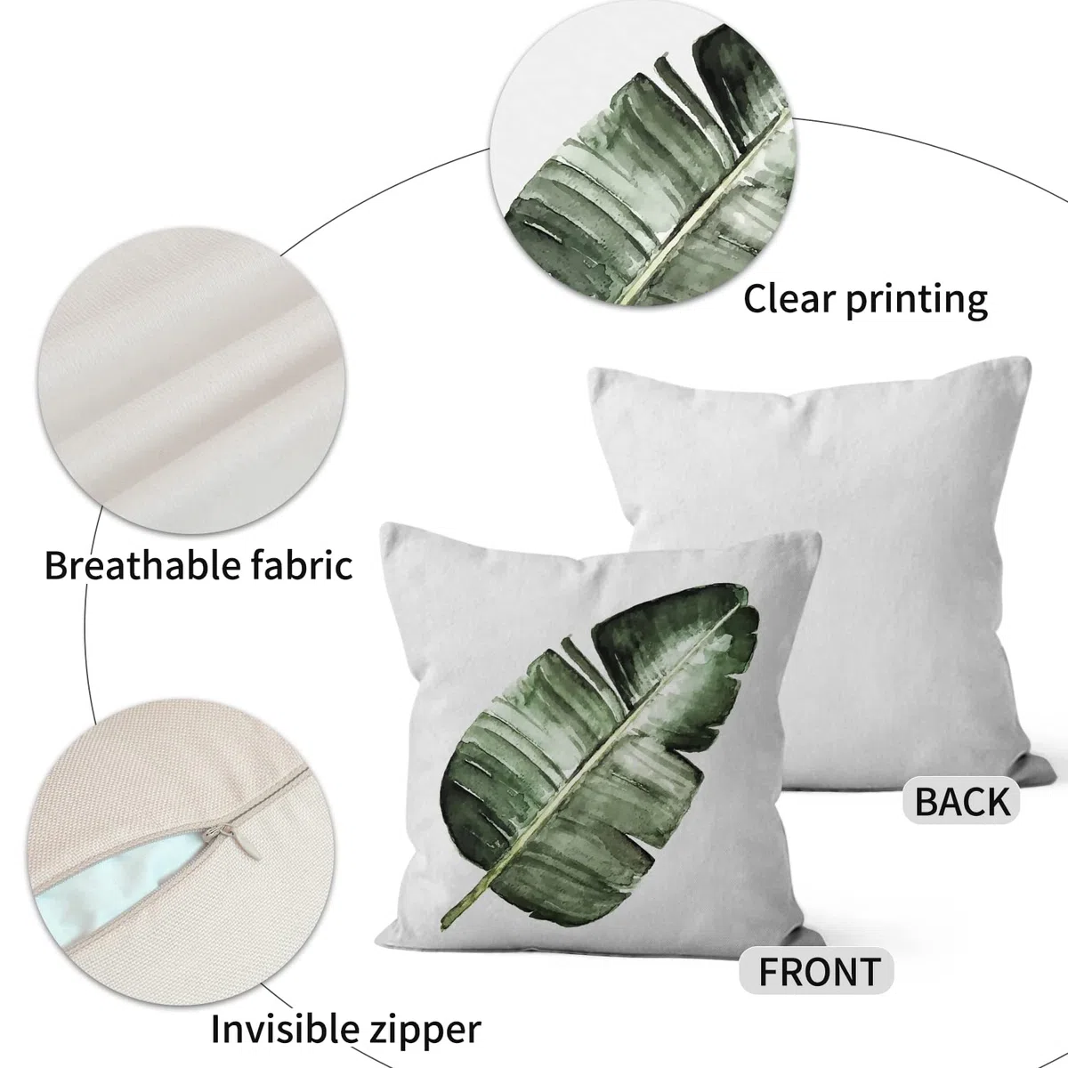 Funda de Cojín Verde 40x40 Juego de 4, Acuarela Hojas de Eucalipto Planta Botánica Fundas de Cojín Decorativas Funda de Cojín Cuadrada de Lino para Sofá Jardín Exterior Decoración del Hogar