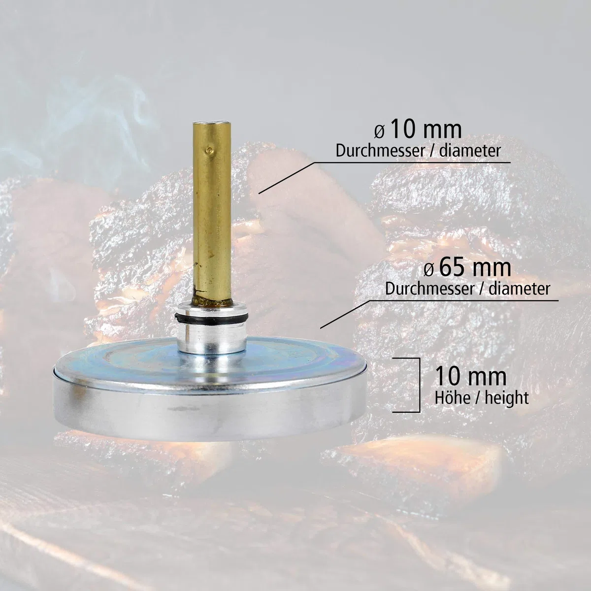 Lantelme Termómetro para ahumar, 120 °C, acero inoxidable con tuerca de fijación de latón, termómetro analógico para ahumar carne de pescado, para ahumador, quemador de ahumar, parrilla para ahumar