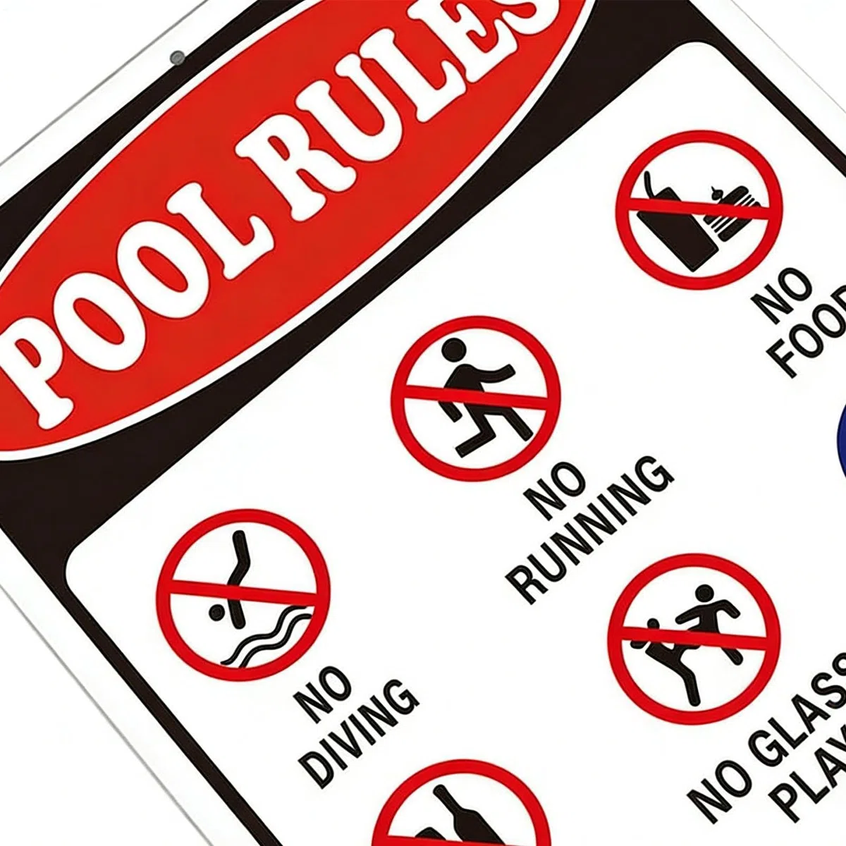 Letrero de reglas de piscina – Aluminio 30 x 20 cm | Señal de advertencia de metal resistente a la intemperie y a la decoloración | Nadar bajo su propio riesgo para decoración junto a la piscina