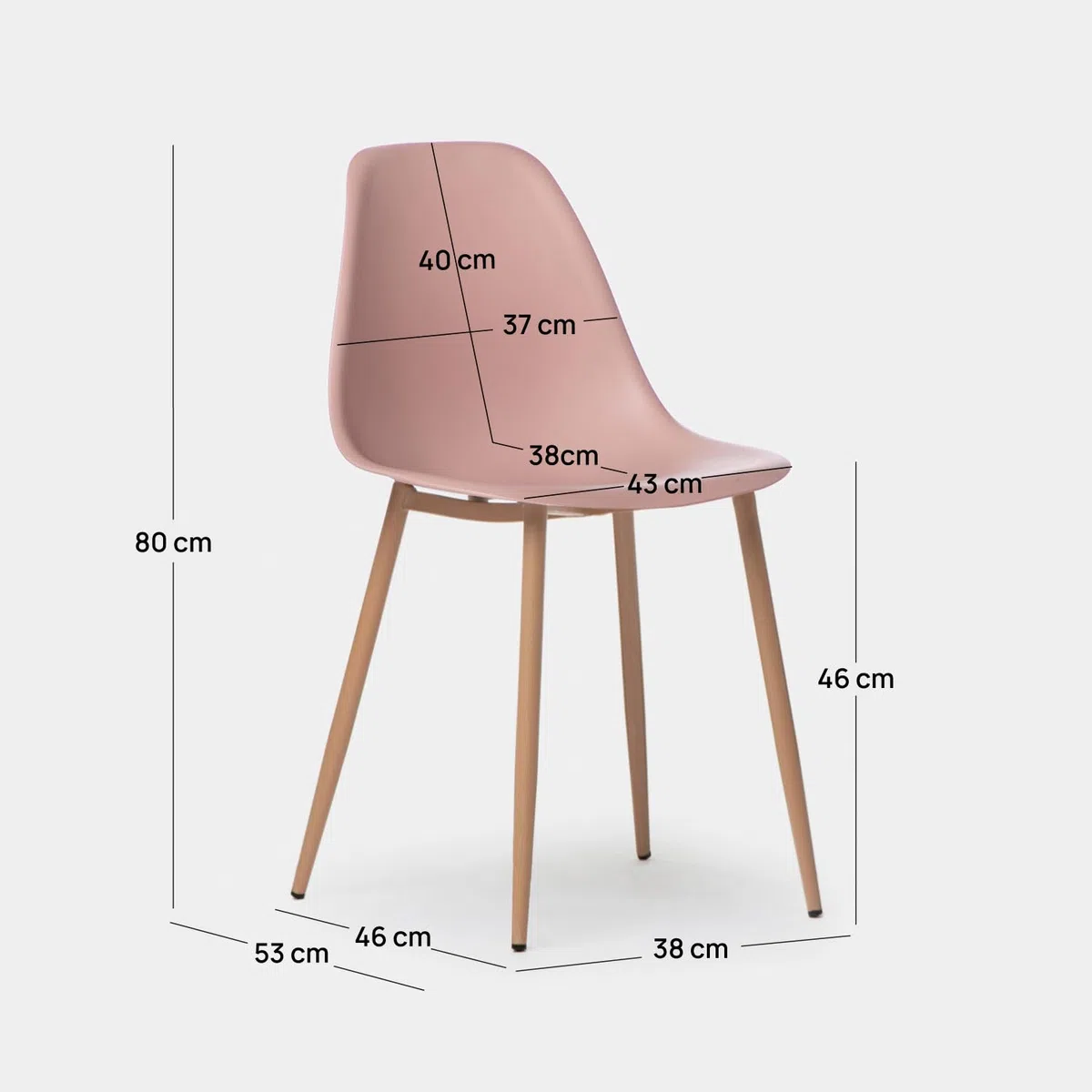 KLAST Silla de Comedor en Polipropileno Blanco con Pata Natural