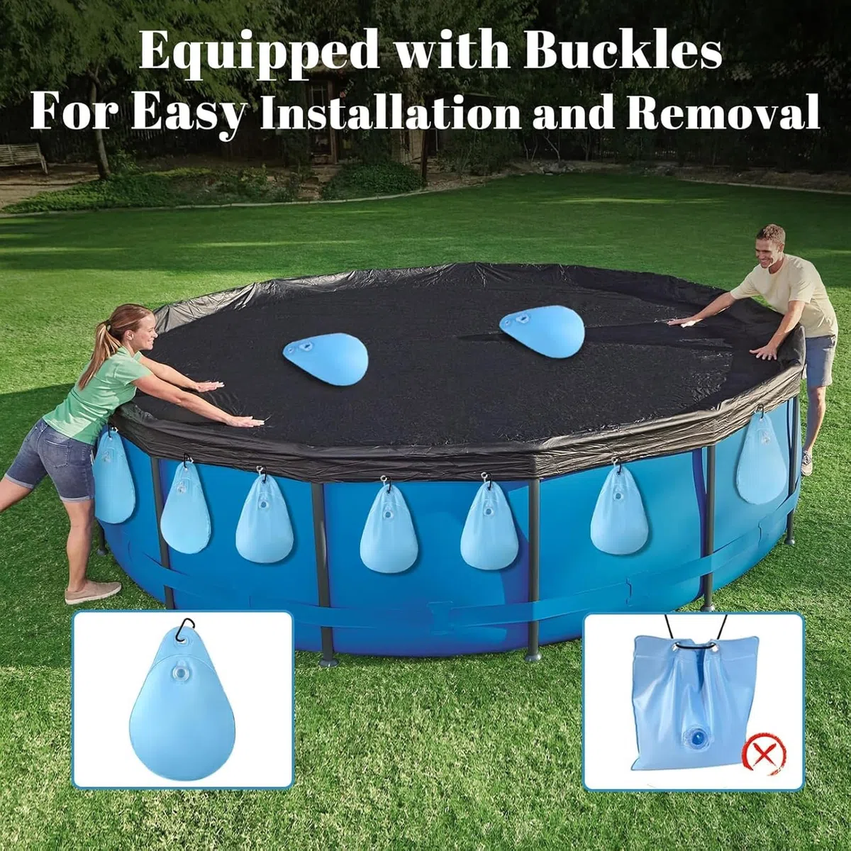 Bolsas de Agua Colgantes para Cubierta de Piscina,12 Piezas Unidades de Bolsas de Agua Colgantes con Ganchos,Bolsas de Peso de Agua para Piscinas sobre el Suelo,Cubiertas para Piscina