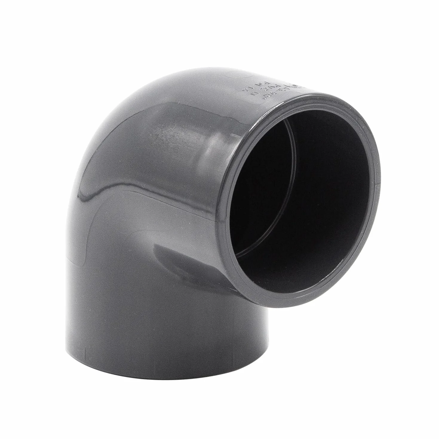 Codo PVC 90° encolable PN16 I 63 mm 2 pulgadas PVC-U gris I Racor para unir tuberías en ángulo para piscina riego y fontanería I bm084