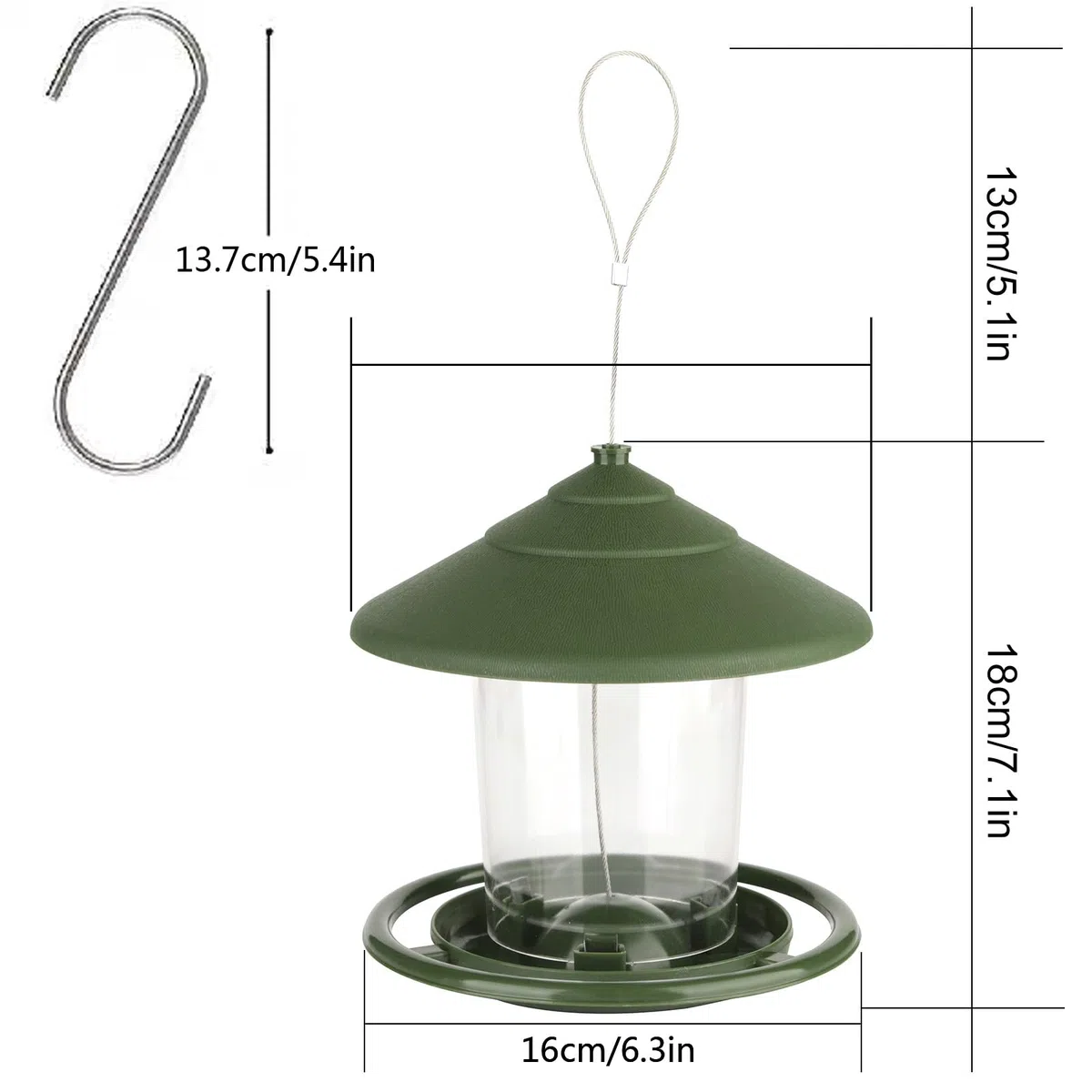 Comedero para Pájaros Salvajes Colgante Comedero Pájaros Exterior Transparente Resistente a Intemperie Comedero de Semillas Gran Capacidad Alimentación de Aves para Jardín y Balcón