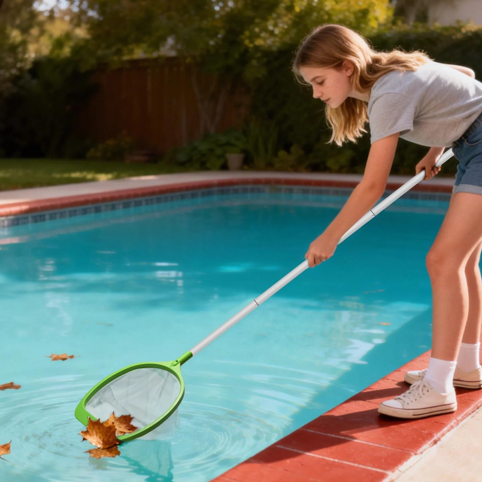 KGC Recogedor de Piscina con Mango Ajustable 69–143 cm – Malla Ultrafina para Piscinas, estanques, para jacuzzis, Jardines, para Bestway, Piscinas Infantiles y spas – Verde