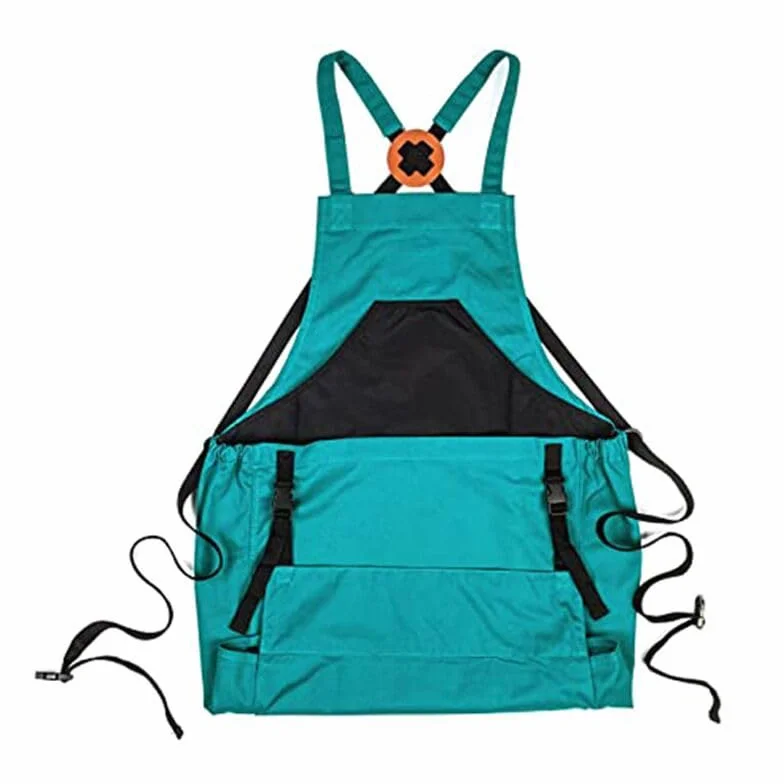 Delantal de Jardín Ajustable,Delantal de Trabajo Lona con Bolsillos Delantal de Jardinería Impermeable Delantal de Cocina Cosecha Hortícola Bolsa frutas verduras para Hombre y Mujere