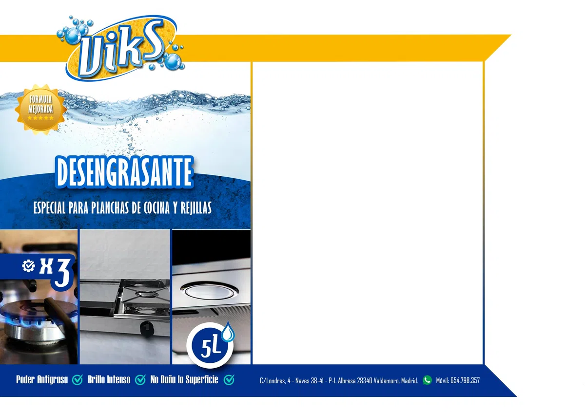 Viks | Limpiador de Barbacoas | Limpiador Parrillas | Desengrasante planchas cocina | Potente y eficaz contra aceite y grasa quemada | 5 Litros