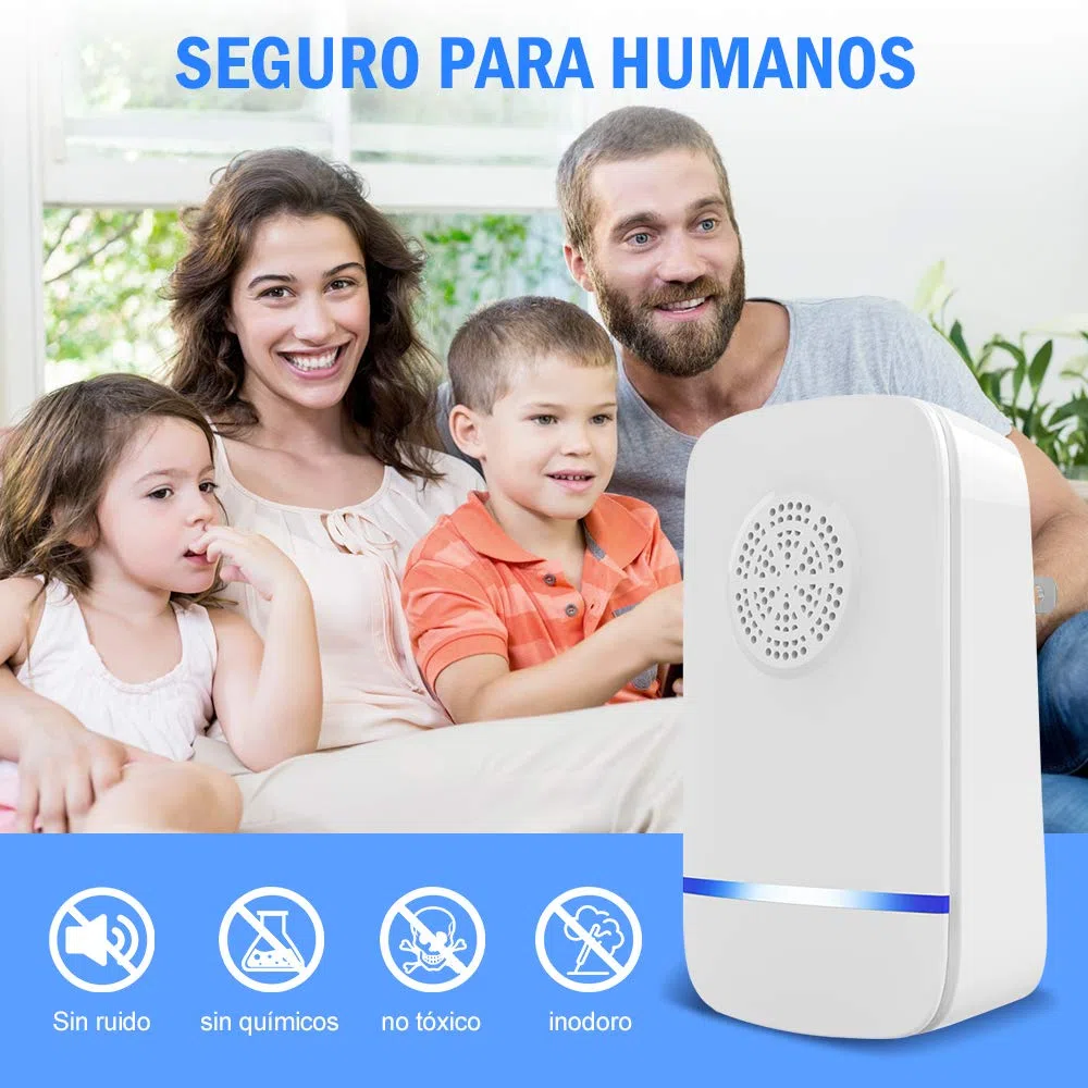 Repelente Ultrasónico de Plagas, Antimosquitos Electrónico Control de Mosquitos Hormigas, Cucarachas, Moscas, Arañas, Chinches, Ahuyentador de Ratas y Ratones para Interiores (2 Piezas)