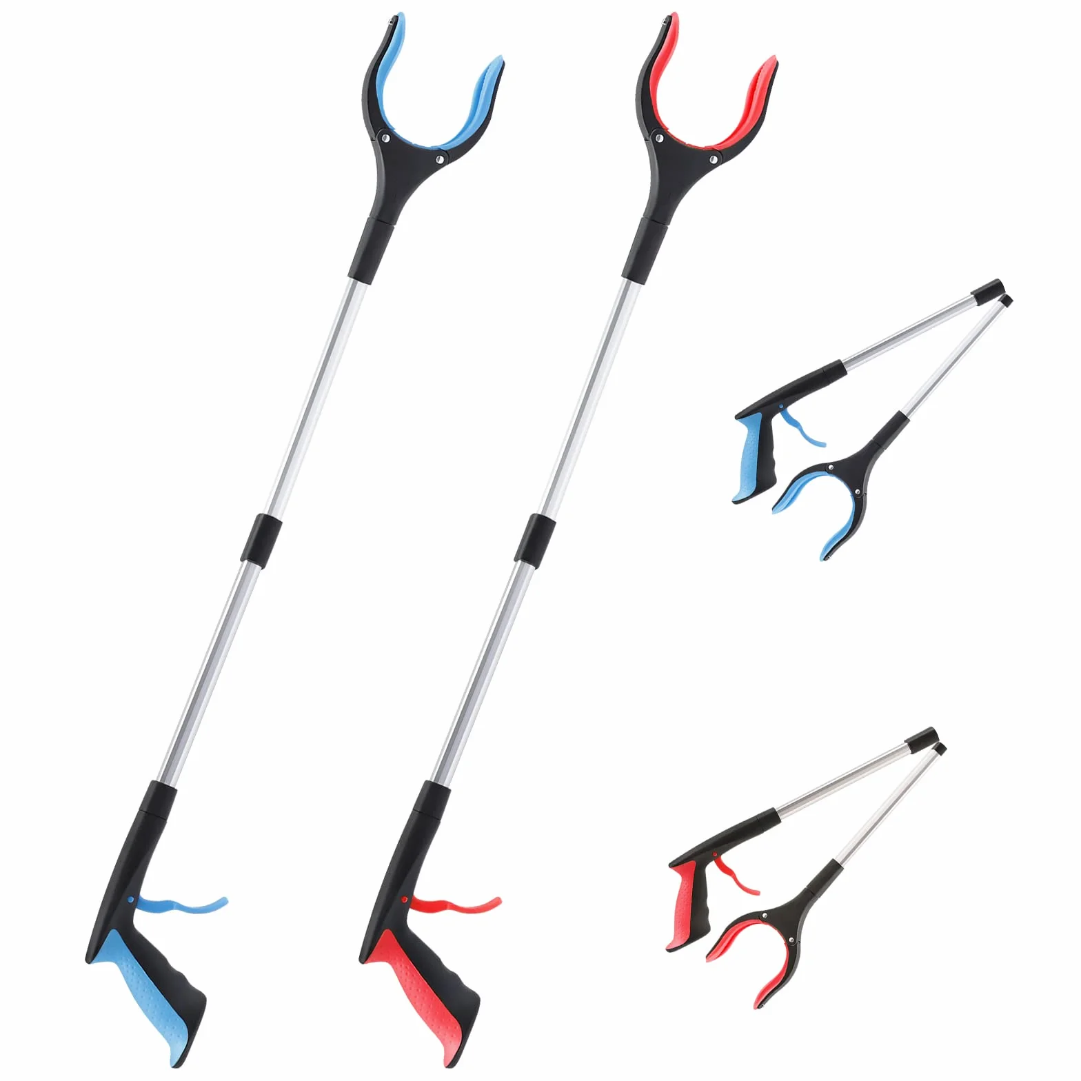 Pinza Recoge Objetos 2 Piezas - Pinza Recoger Basura 32 Pulgadas - con Puntas Magnéticas - Cabezal Giratorio de 90° - Pinzas Largas para Recoger Objetos