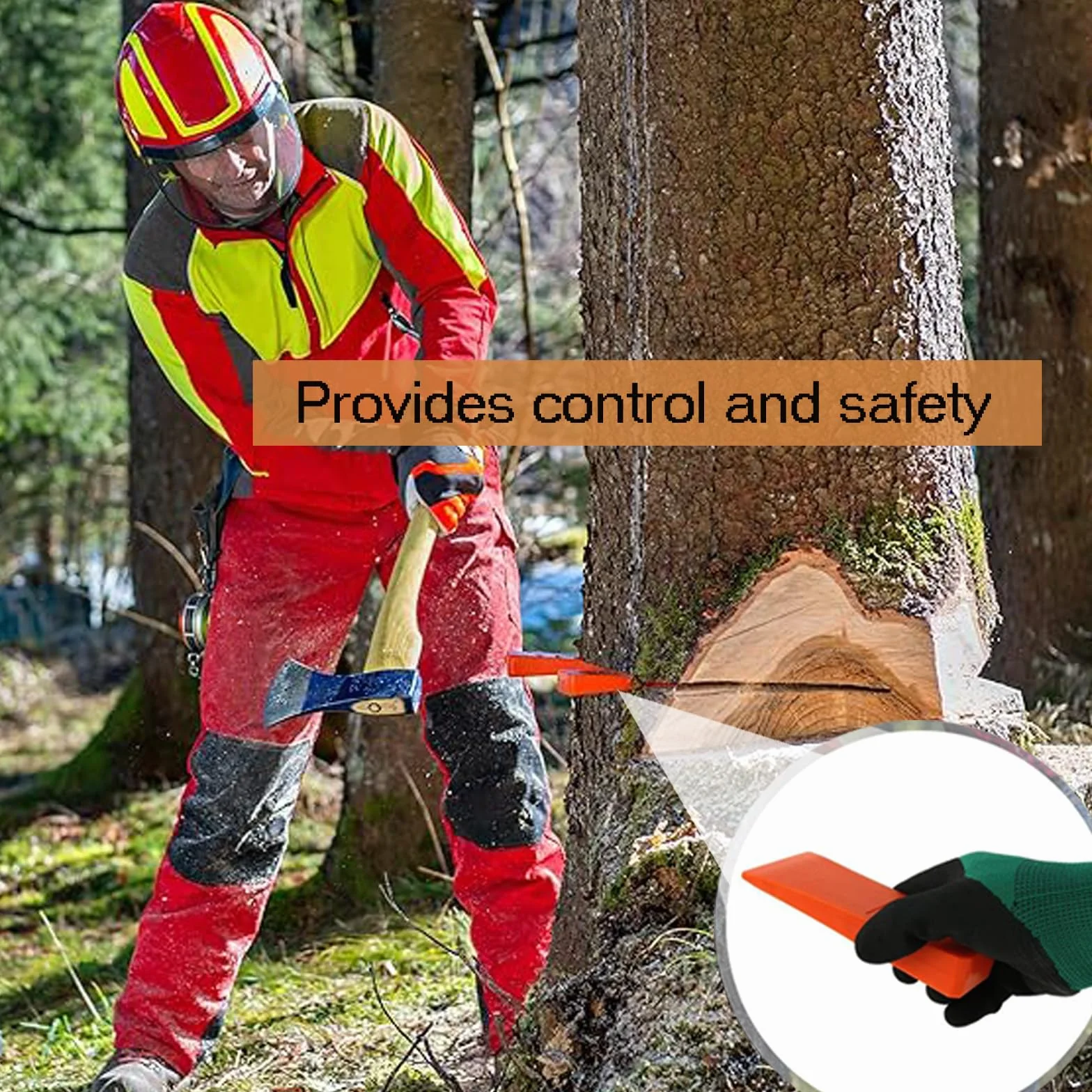 6" Cuñas de tala para motosierra con púas, una tala segura, ABS Cuñas de división con bolsa, robusta y duradera, accesorios forestales bosque, accesorio herramienta para leñadores (6 piezas)