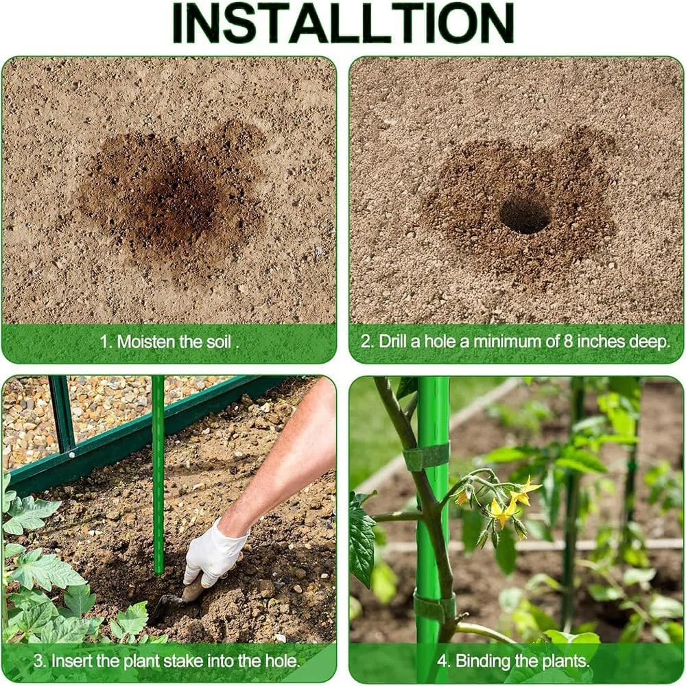 30x Soportes para plantas, ayuda para trepadoras, tubo de acero recubierto de plástico inoxidable de 40 cm Ø11 mm, con 20 conectores y 30 clips multifuncionales, soporte para plantas, para guisantes