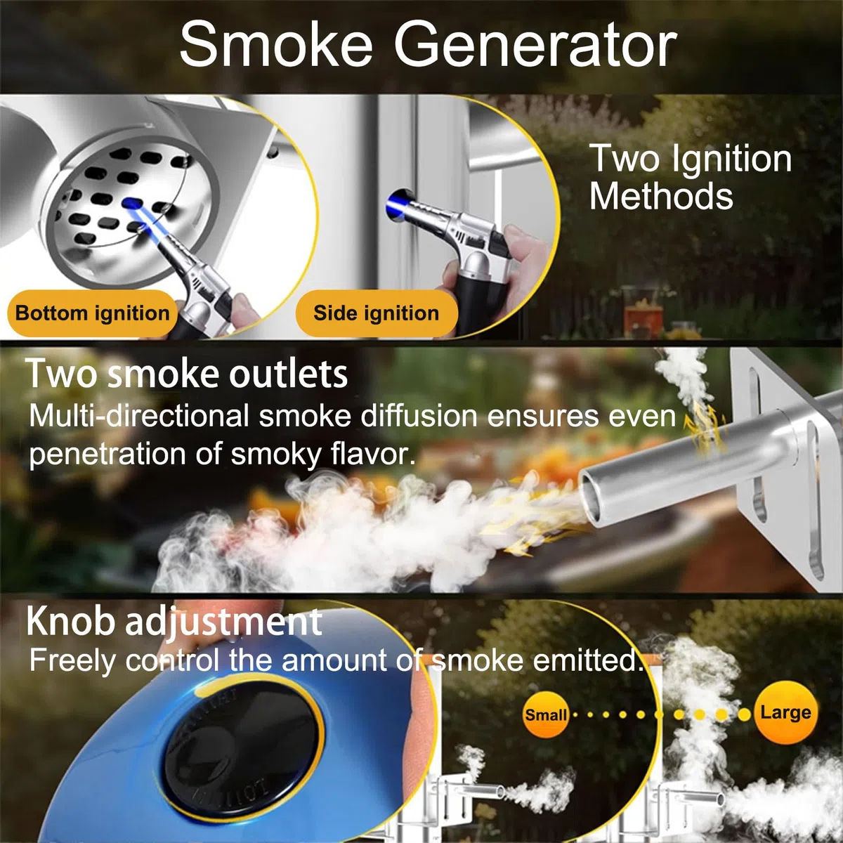 Ahumador eléctrico para barbacoa, generador de humo frío portátil con salida de humo ajustable para ahumar carnes y verduras
