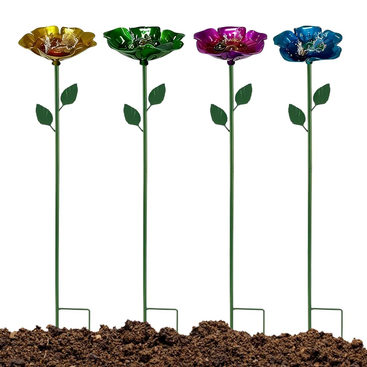 Bebedero para Abejas | Abrevadero en Forma de Flor Metálica - Juego de 4 Piezas con Bebedero y Flores | para Jardín Trasero, Granja, Patio, Césped, Balcón y Exterior