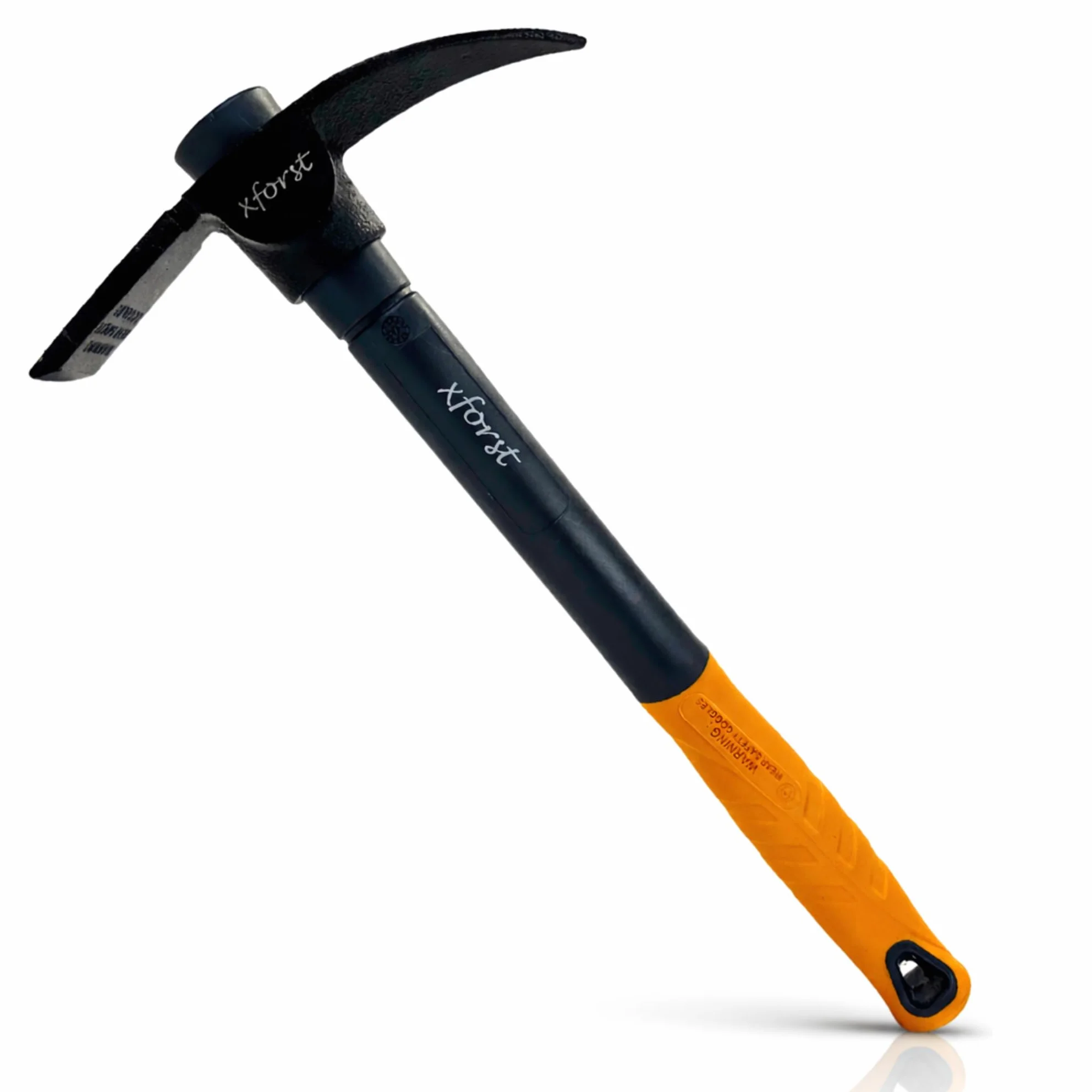 Xforst X-PF6 Alcotana Mini Piqueta – Azuela Pequeña con Mango de Fibra de Vidrio y Cabezal de Acero – Azada de Jardín con Pico para Plantas, Macizos y Camping, 40 cm