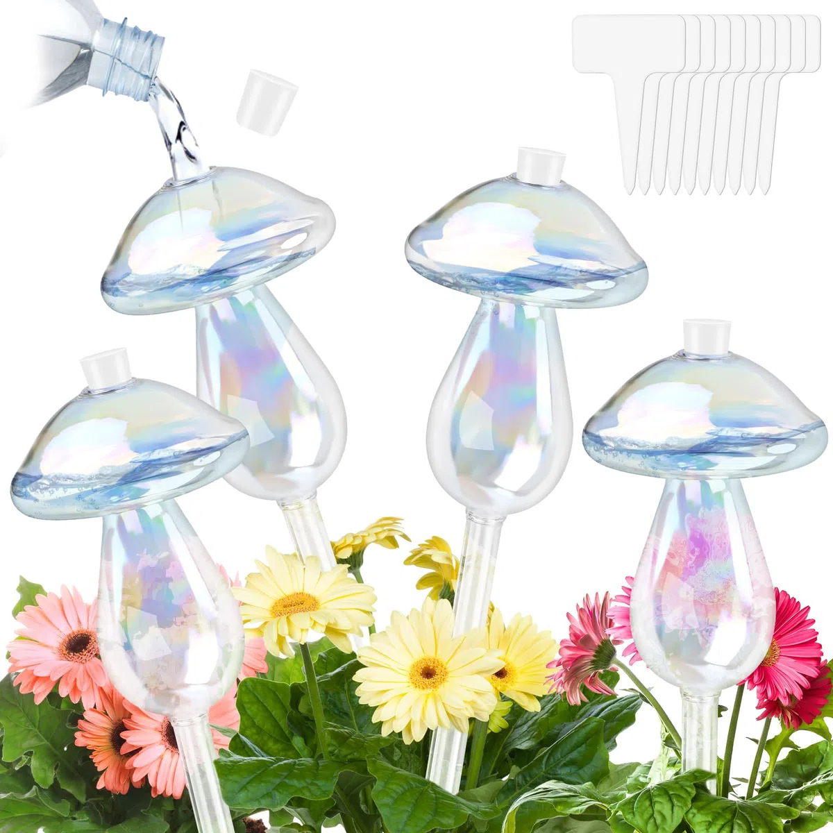 4 Piezas Bolas de Riego de Plantas, Globos de Riego para Plantas en Forma de Seta, Dispositivo Automáticos de Riego, Bolas de Riego para Macetas para Plantas de Interior/Exterior/Balcones