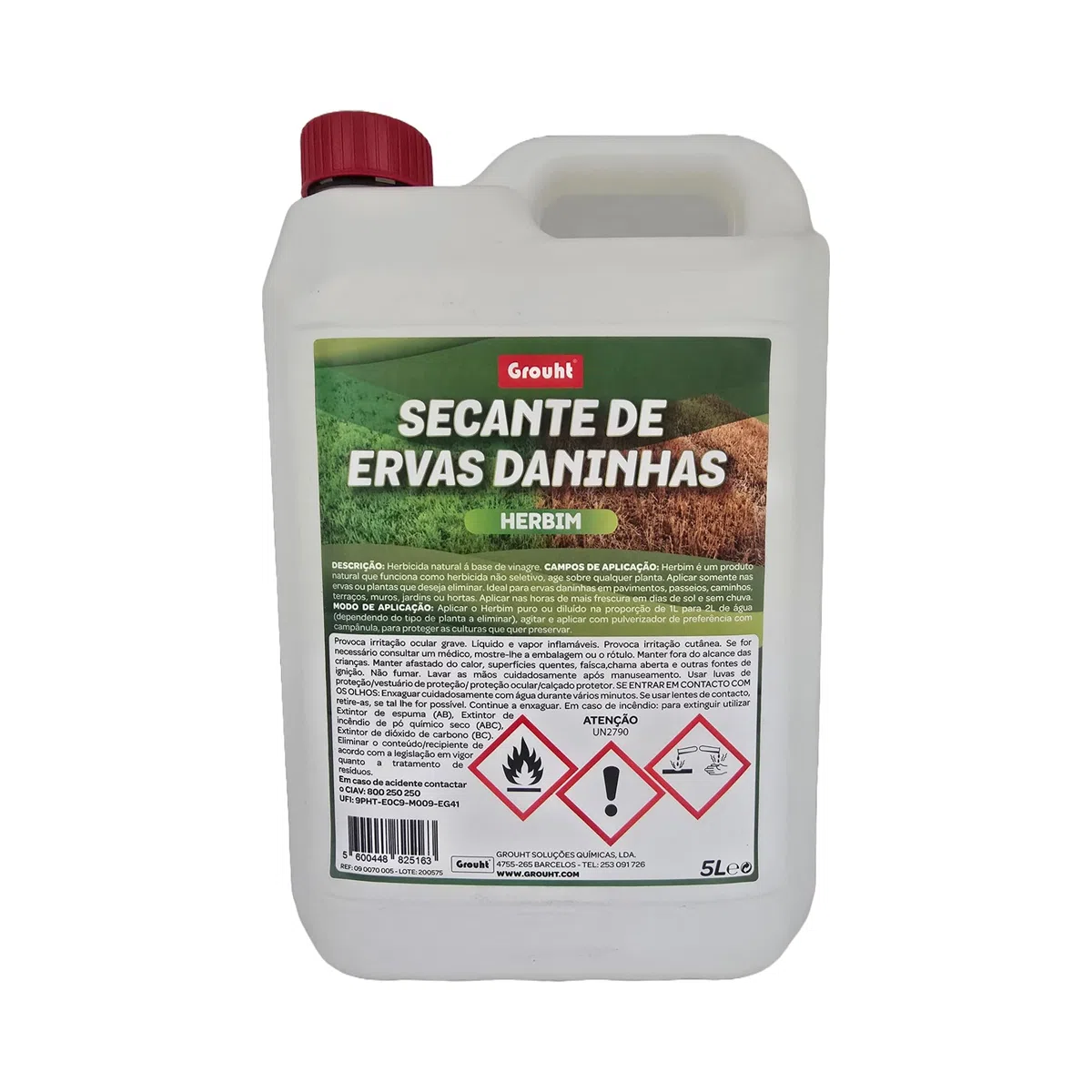 HERBIM 5L - Potente Herbicida Natural Con Vinagre Elimina Eficazmente Malas Hierbas en Jardines y Huertos, con Cobertura de Hasta 500m² | Aplicación Sencilla