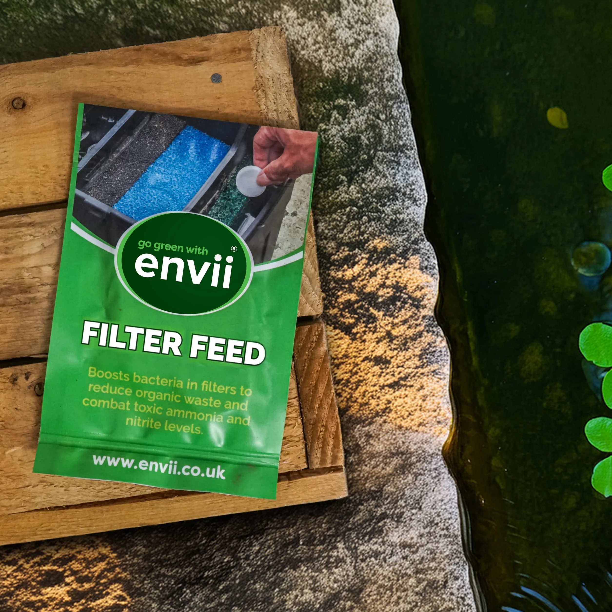 Envii Tratamiento Bacterias para Filtros Estanque - Mejora la Salud del Estanque y Reduce el Mantenimiento del Filtro - Trata 20.000 litros