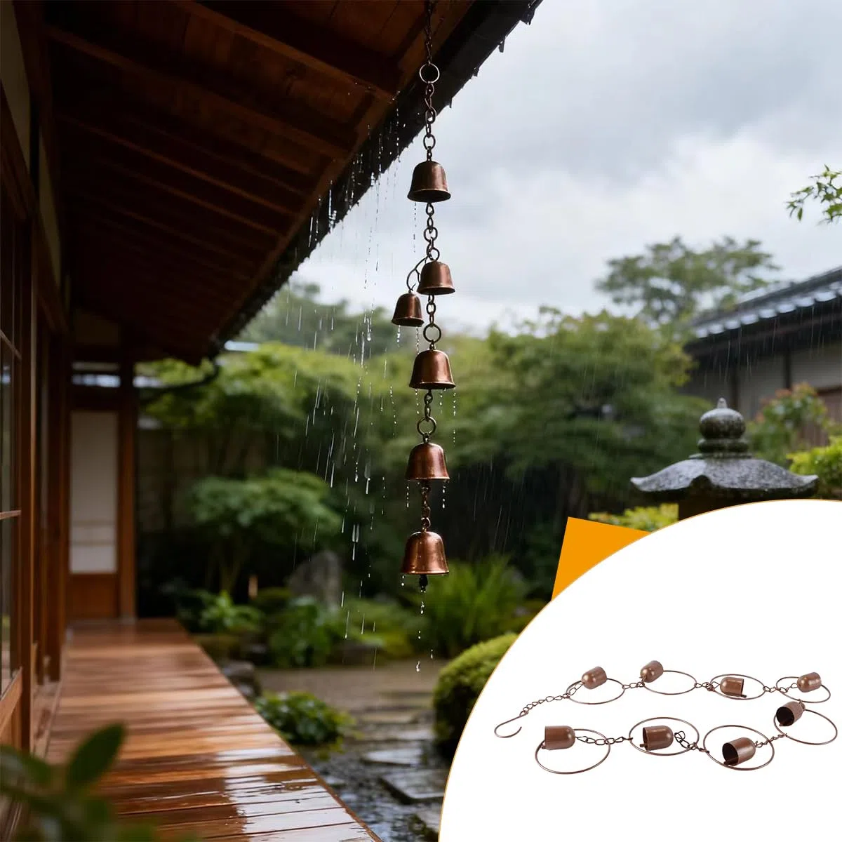 Ausi Campana De Lluvia Colgante De Metal, Cadena De Lluvia, Campanas De Viento Para Jardín, Decorativas Para Canalones, Drenaje, Decoración Del Hogar Y Exterior.