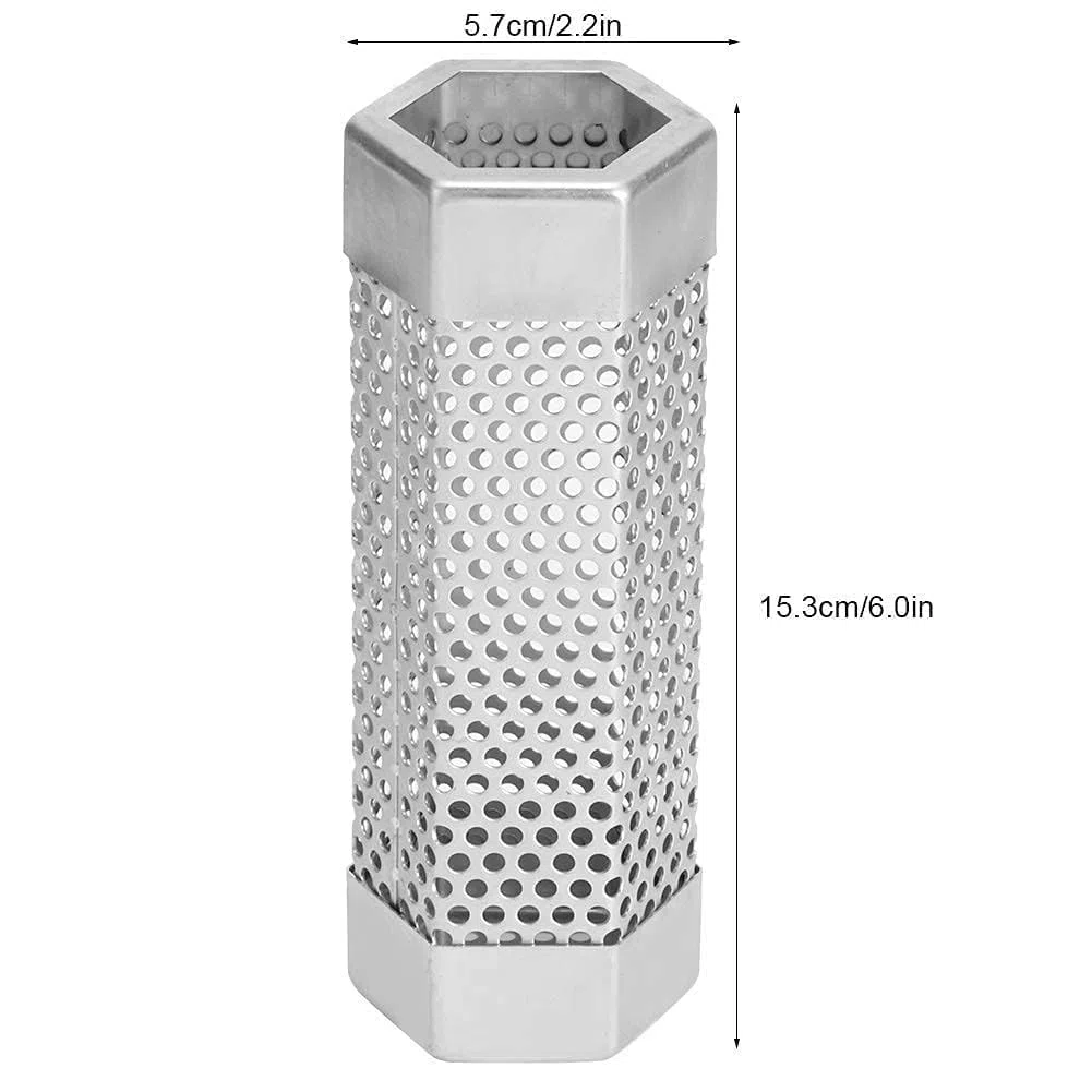 2pcs 2 tubos ahumadores de pellets, generador de humo hexagonal de acero inoxidable para barbacoas, tubo ahumador portátil para barbacoas de gas, carbón y eléctricas, accesorios