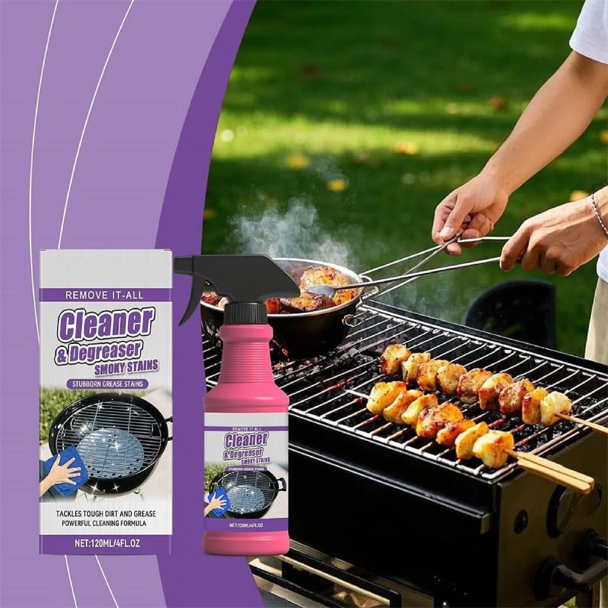 Genérico Spray Desengrasante de Acción Rápida y de Alta Resistencia para Parrilla, Limpiador de Parrillas de Barbacoa, Agente de Limpieza de Aceite Pesado Todo Uso para Parrillas de Barbacoa (1pcs)