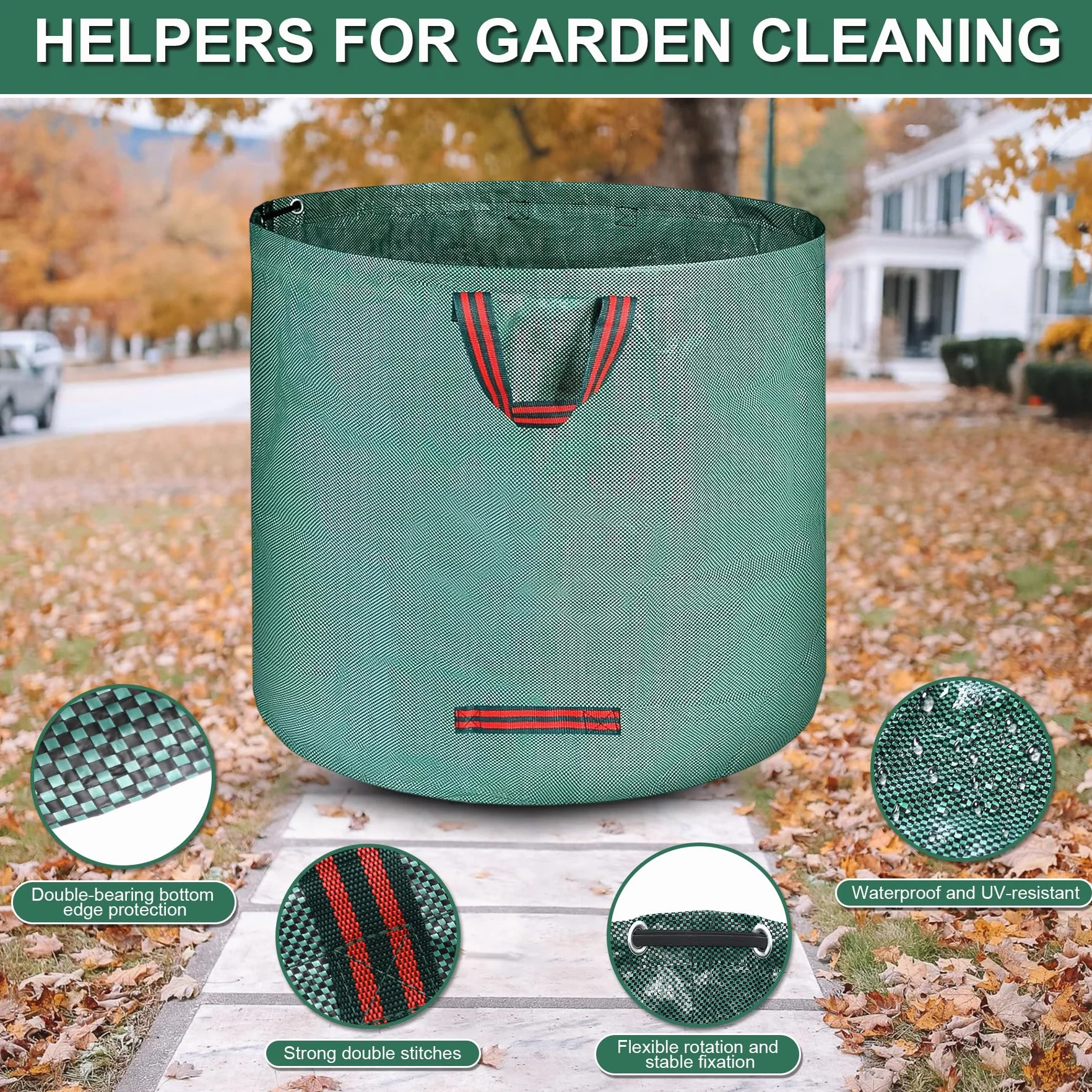 2 x 500L Jardineria de Sacos,Bolsa Basura Jardin,Bolsas de basura de jardíncon asa, Plegable, Reutilizable, Bolsas de Jardinería para Recoger Plantas, Residuos y Hojas