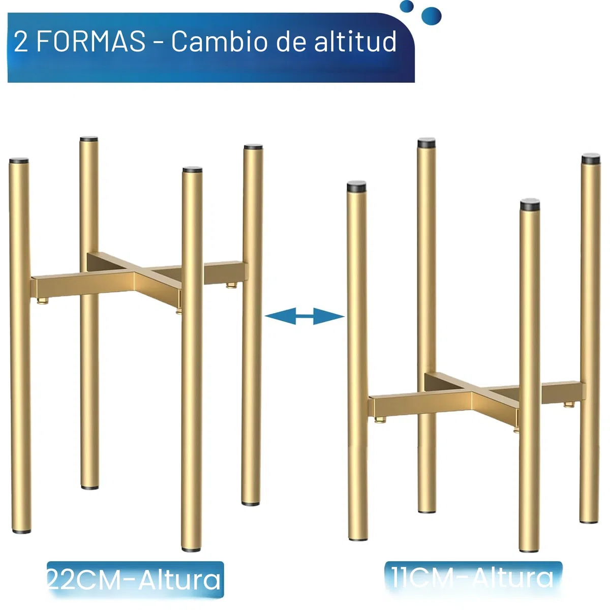 Soporte para Plantas, Soporte Plantas Interior, 21 cm-35 cm oro, Ajustable de Metal, para Macetas Interior, para Macetas con un diámetro exterior de 20-35cm