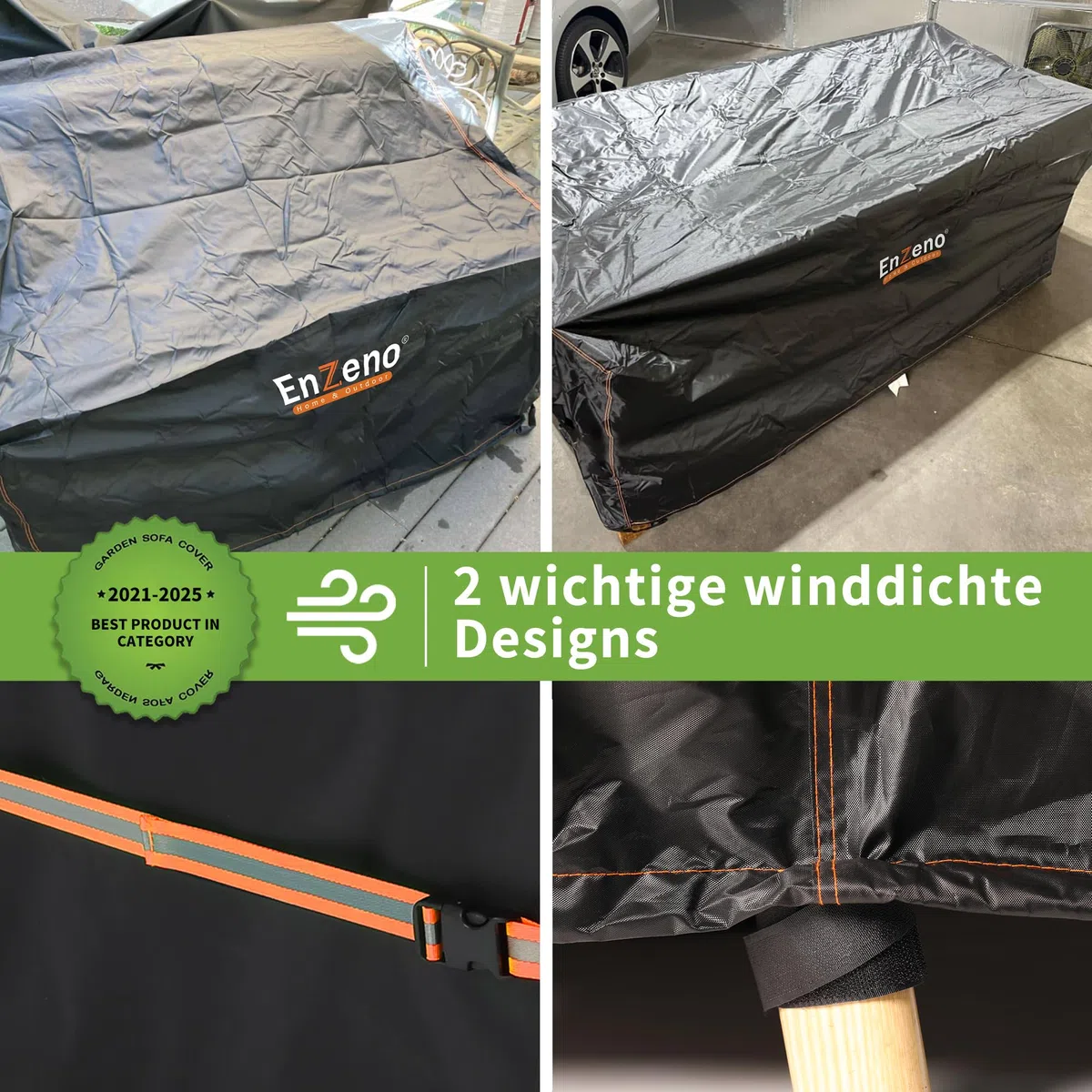 Enzeno Funda para Banco de palés, 160 x 85 x 71/61 cm, para sofá de 3 plazas, Funda Protectora de ratán, Funda para Muebles de jardín, Cubierta Impermeable de Tejido Oxford 420D