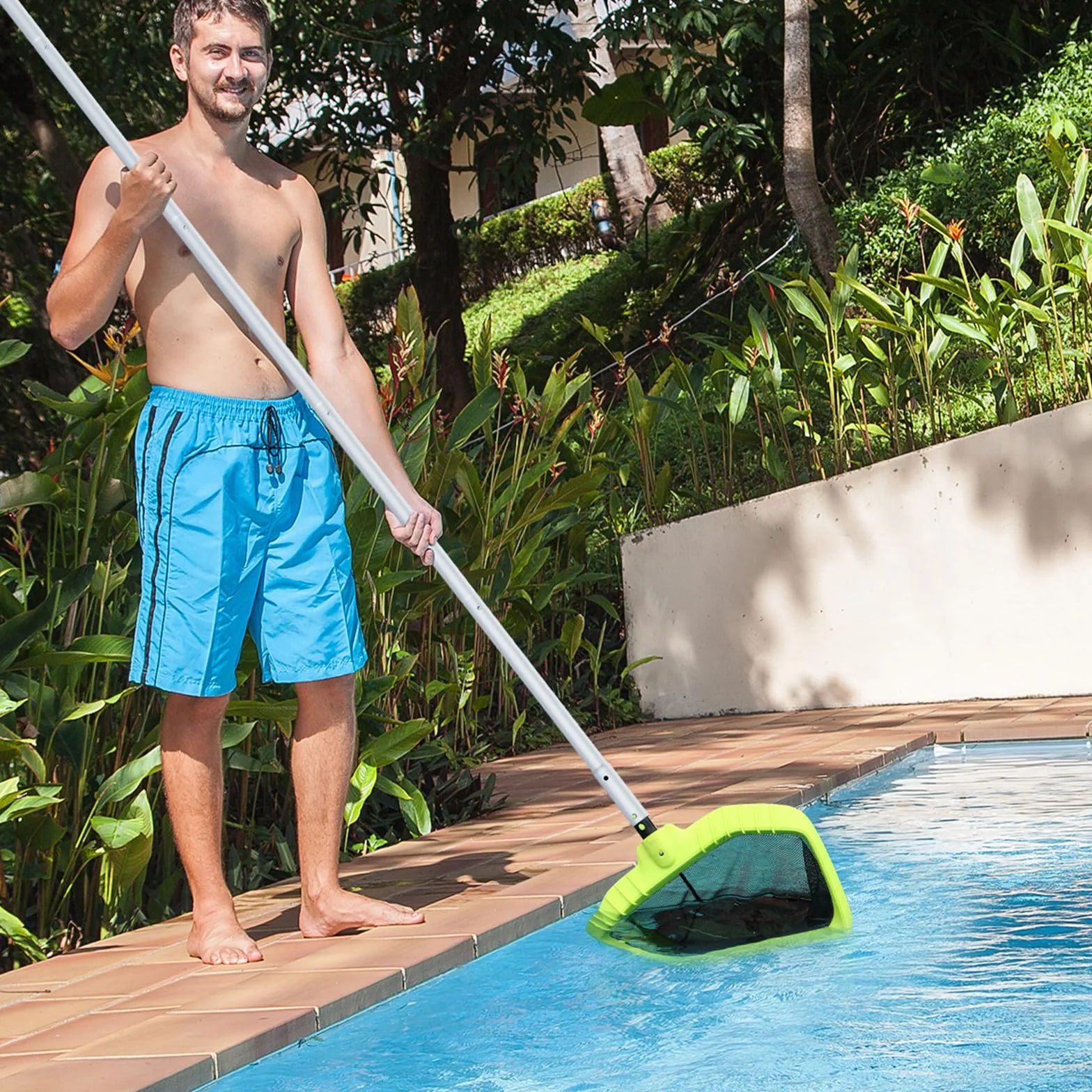 Red recogehojas para piscina, recogehojas para el suelo, red de hojas para piscina, red de hojas estable para piscina sin barra telescópica con red extra grande, recogehojas de fondo