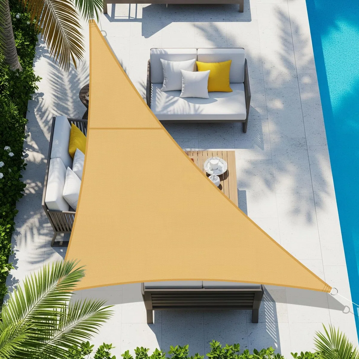 COOL AREA Toldo Vela de Sombra Impermeable Rectángulo 2.5x2.5x3.5m UV Block Resistente a la Intemperie para Patio Jardín Patio Exterior,Arena
