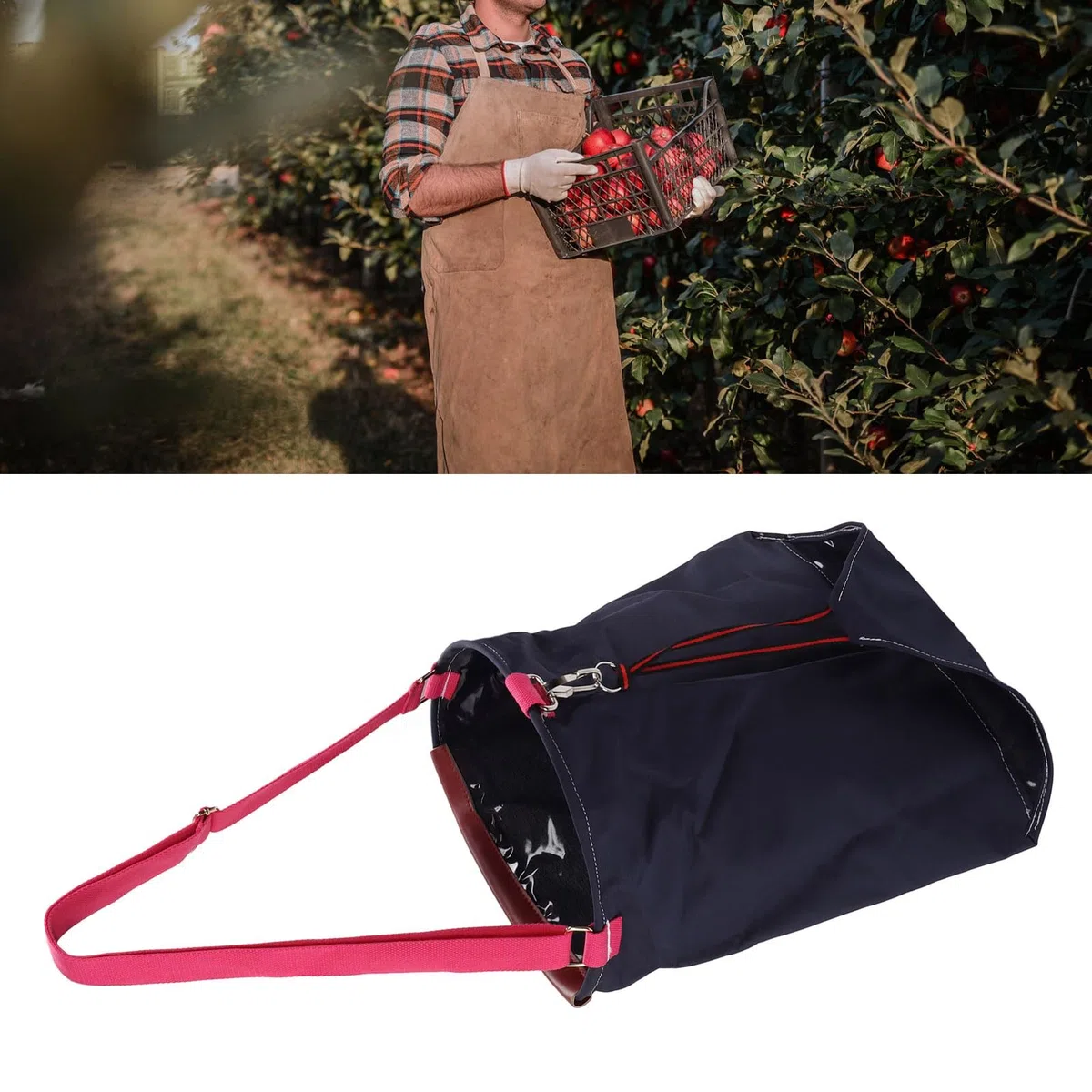 Bolsa para Recoger Frutas, Tela Oxford 600D, Delantal Ligero para Recoger Verduras y Cosechas para Huerto y Granja