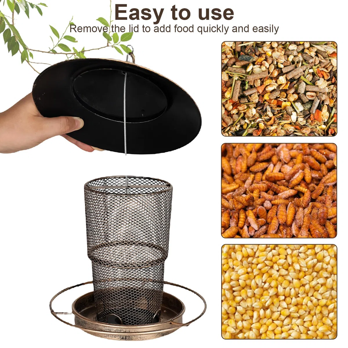 Comedero para pájaros colgante, plegable, comedero para pájaros, comedero para pájaros, resistente a la intemperie, con techo, decoración de jardín, adecuado para balcón, jardín