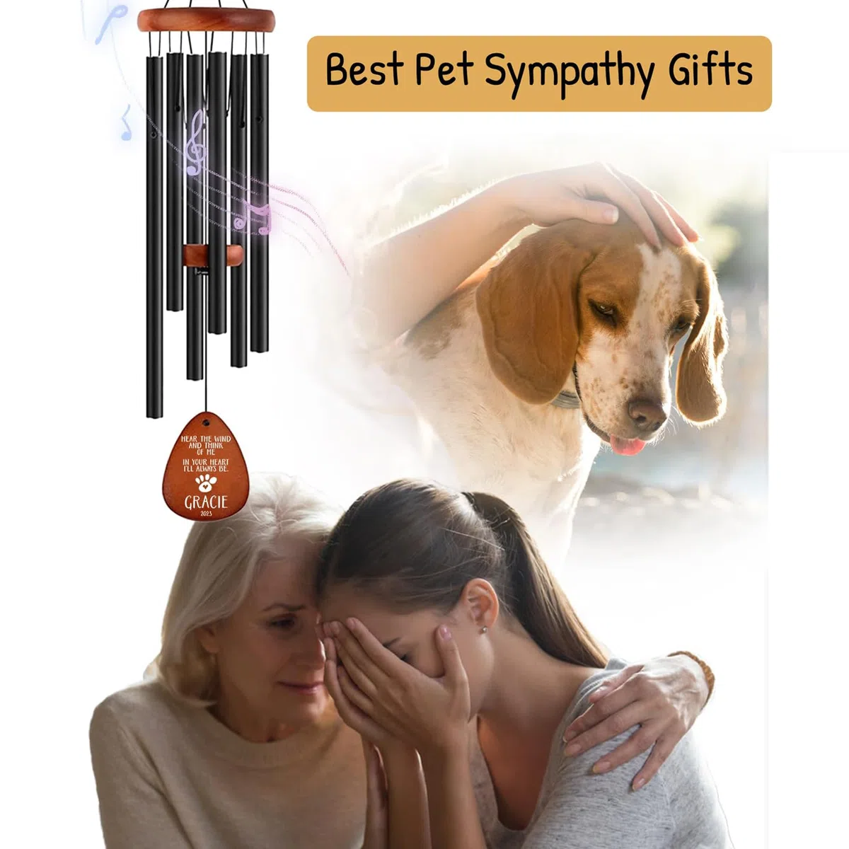 Campanas de viento conmemorativas personalizadas para mascotas, regalos conmemorativos para perros por pérdida de perro, regalo de duelo de recuerdo de perros, regalos personalizados de condolencias