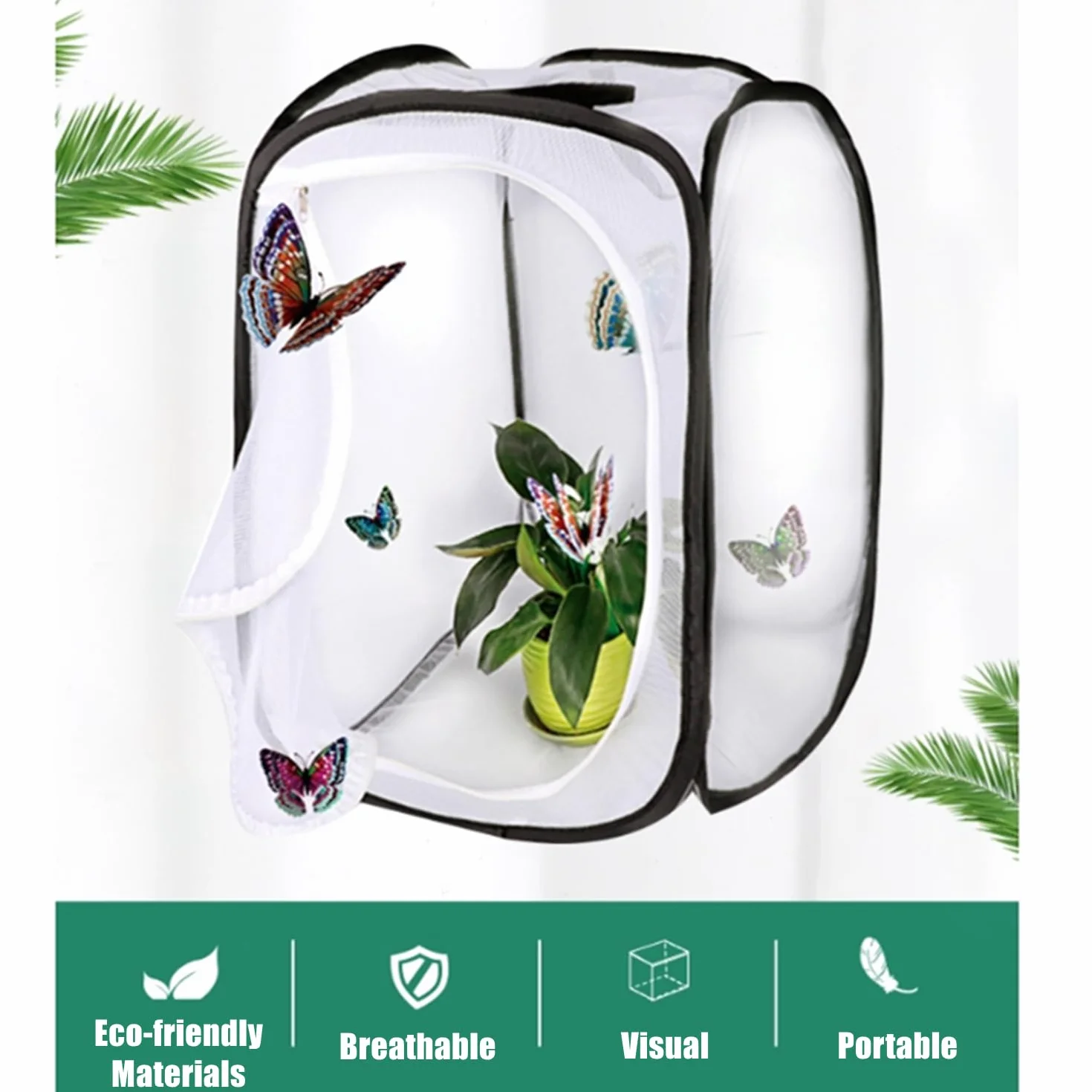 Mariposa Hábitat Red de Cría de Mariposas Plegable Collector de Insectos Plegable Net Mesh Insects Plant Ventilación Hábitat Jaula para Mariposas Insectos Plants 40 * 40 * 60 cm