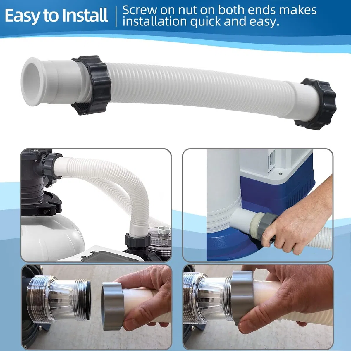 Manguera de Repuesto para Filtro de Piscina, Manguera de Piscina 38 mm,Manguera de Repuesto para Bomba de Piscina,Manguera de repuesto para piscina,adecuada para bomba de filtro y filtro de arena