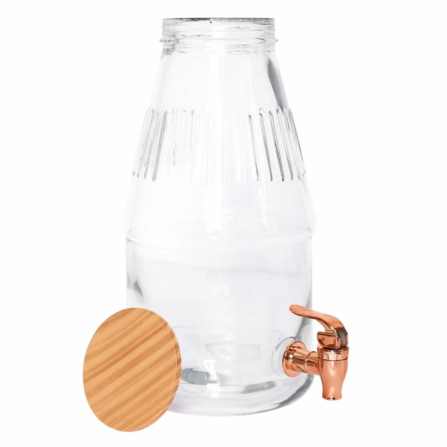 COOK CONCEPT - KA5906 Fuente de Bebida de Vidrio con Grifo de Servicio - Diseñada para Bebidas Refrescantes - Capacidad 3.8L - Amplia Apertura - Tapa de Madera