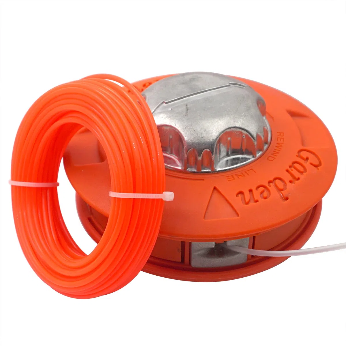 Cabezal de bobina de repuesto M10 x 1,25 mm para desbrozadora, cable izquierdo con hilo de 15 m x 2,4 mm, color naranja