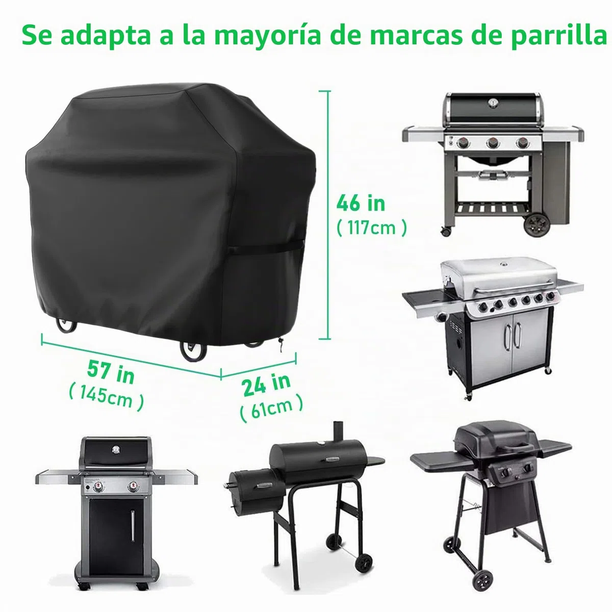 Funda Protectora de Barbacoa Exterior Impermeable, Cubierta de la Parrilla, Anti-UV 210D Oxford Tela Resistente al Agua Viento Lluvia Nieve Polvo (145 x61 x117)