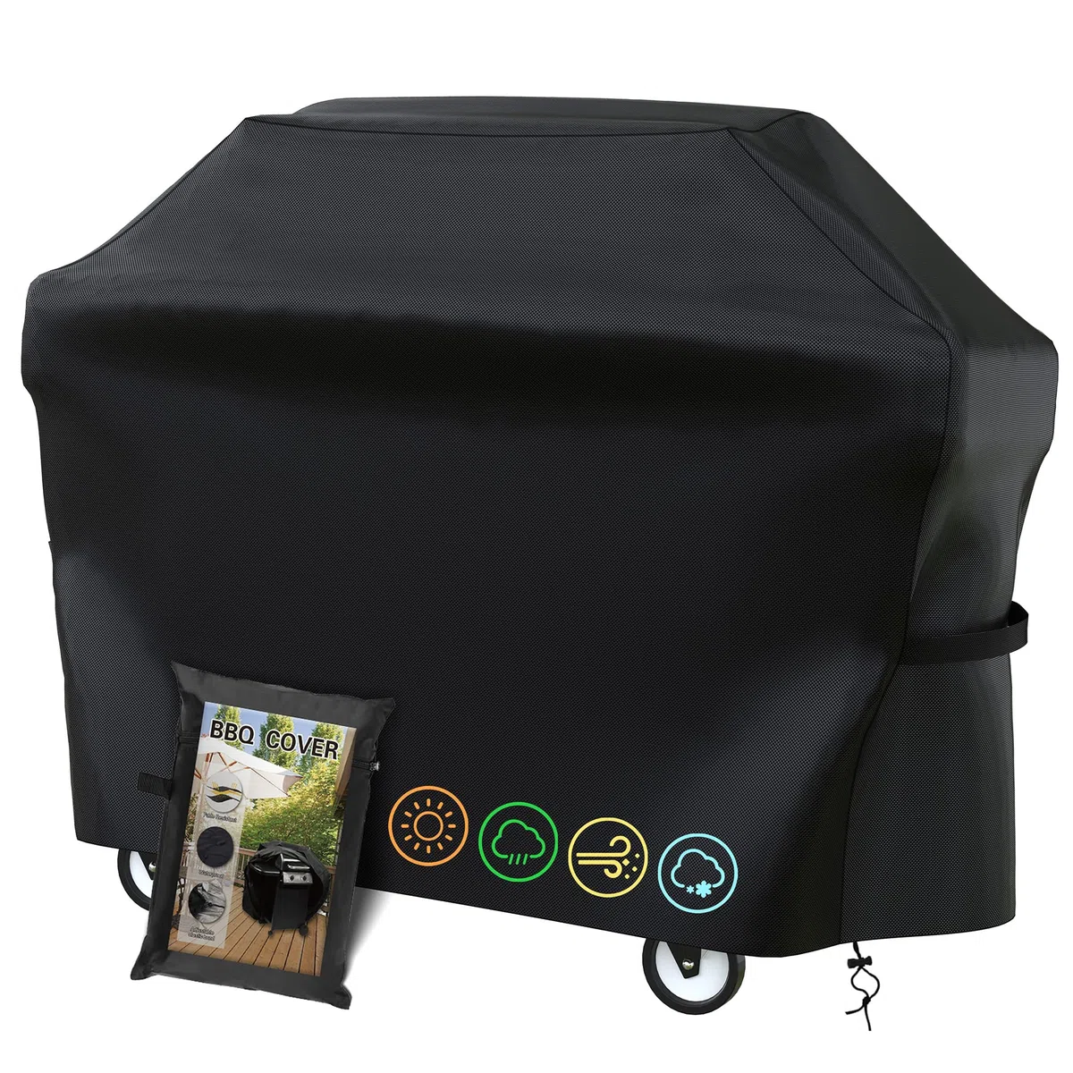 Funda Protectora de Barbacoa Exterior Impermeable, Cubierta de la Parrilla, Anti-UV 210D Oxford Tela Resistente al Agua Viento Lluvia Nieve Polvo (145 x61 x117)