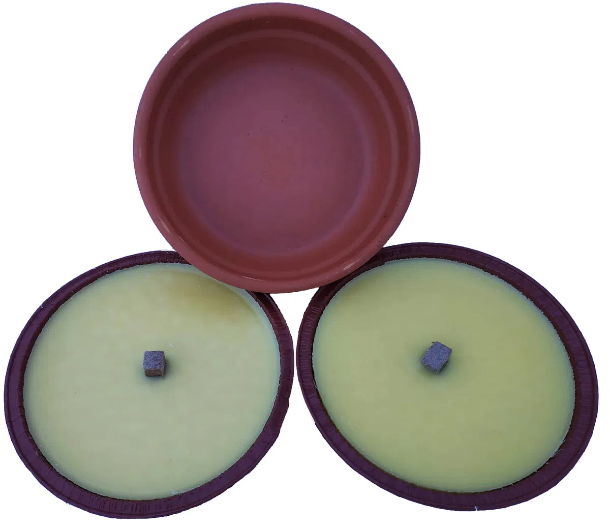 Vela Citronela Antimosquitos ø 16,5 cm (6,5") en Plato Terracota + Recambio - Maceta Barro Cocido Natural - Velas Antimosquitos Grandes 200 g - Duración 10 Horas