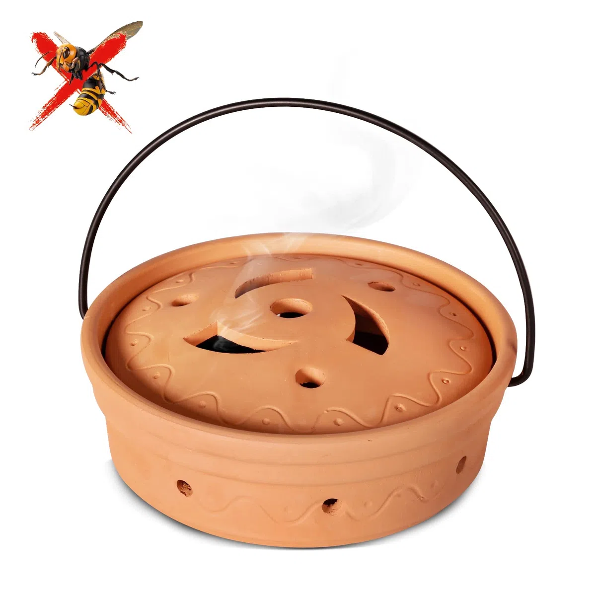 Cuenco ignífugo repelente de avispas y caja ahumadora para disuadir avispas con olor a café, quemador de incienso no frágil para espiral de mosquitos