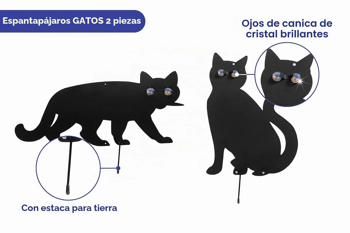 Maximex pájaro Ahuyentador Gatos Juego de 2, Negro, 1.6 x 37 x 29 cm, 71964900
