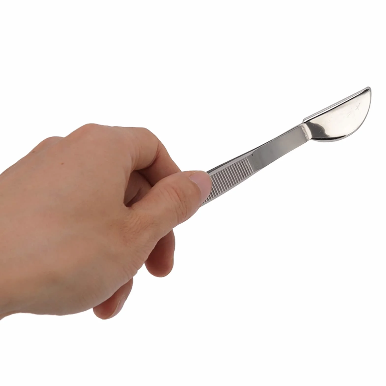 Fdit Pinzas para Bonsái de Acero Inoxidable, Pinzas Largas con Cabeza de Espátula de Luna Creciente Herramienta Profesional para Bonsái Puntas Dentadas Rectas con Espátula(Doblado)