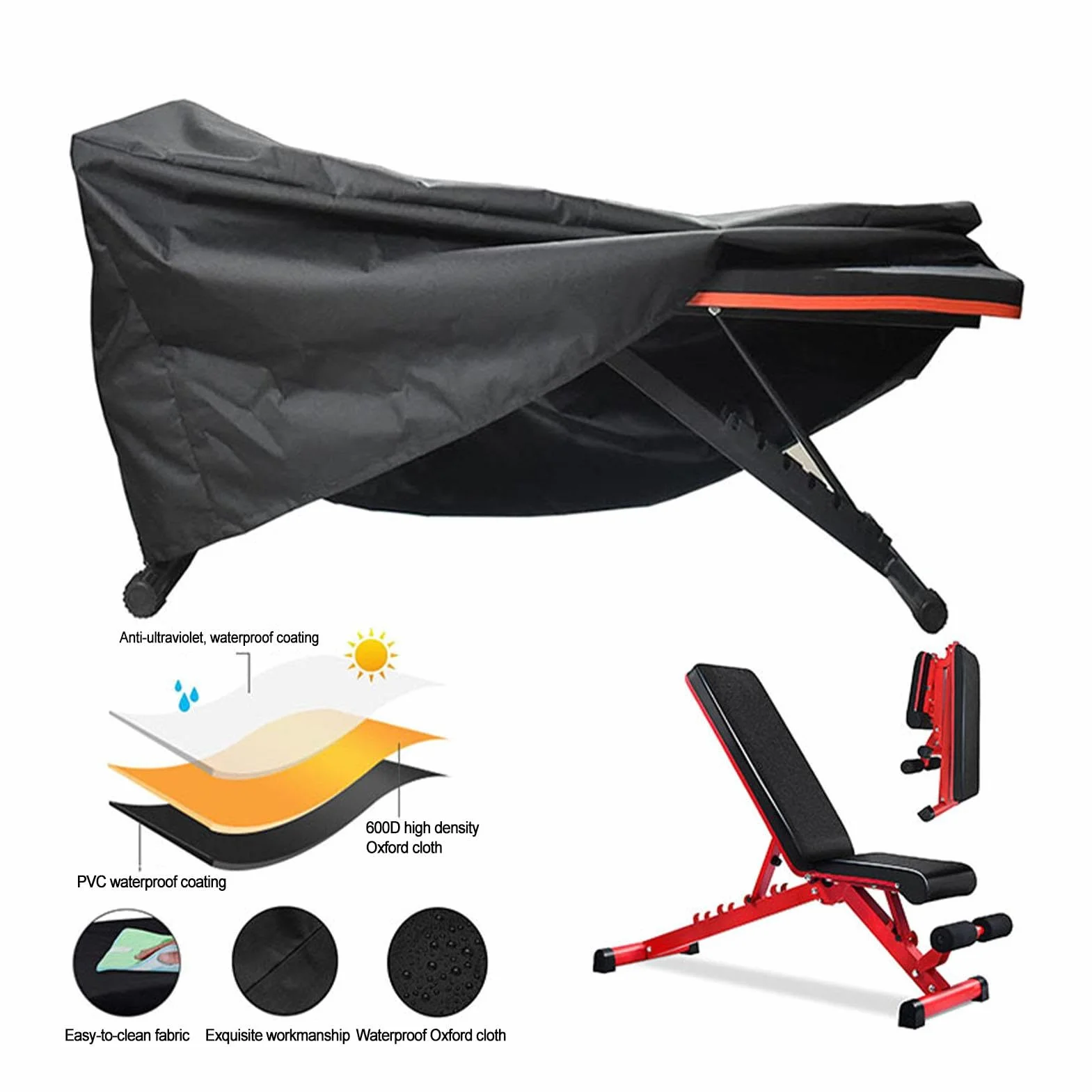 Funda Para Banco De Pesas Ajustable, Funda Impermeable Para Banco De Abdominales, Funda Para Tabla De Abdominales A Prueba De Polvo, Funda Para Banco De Ejercicios Interiores Y Exteriore