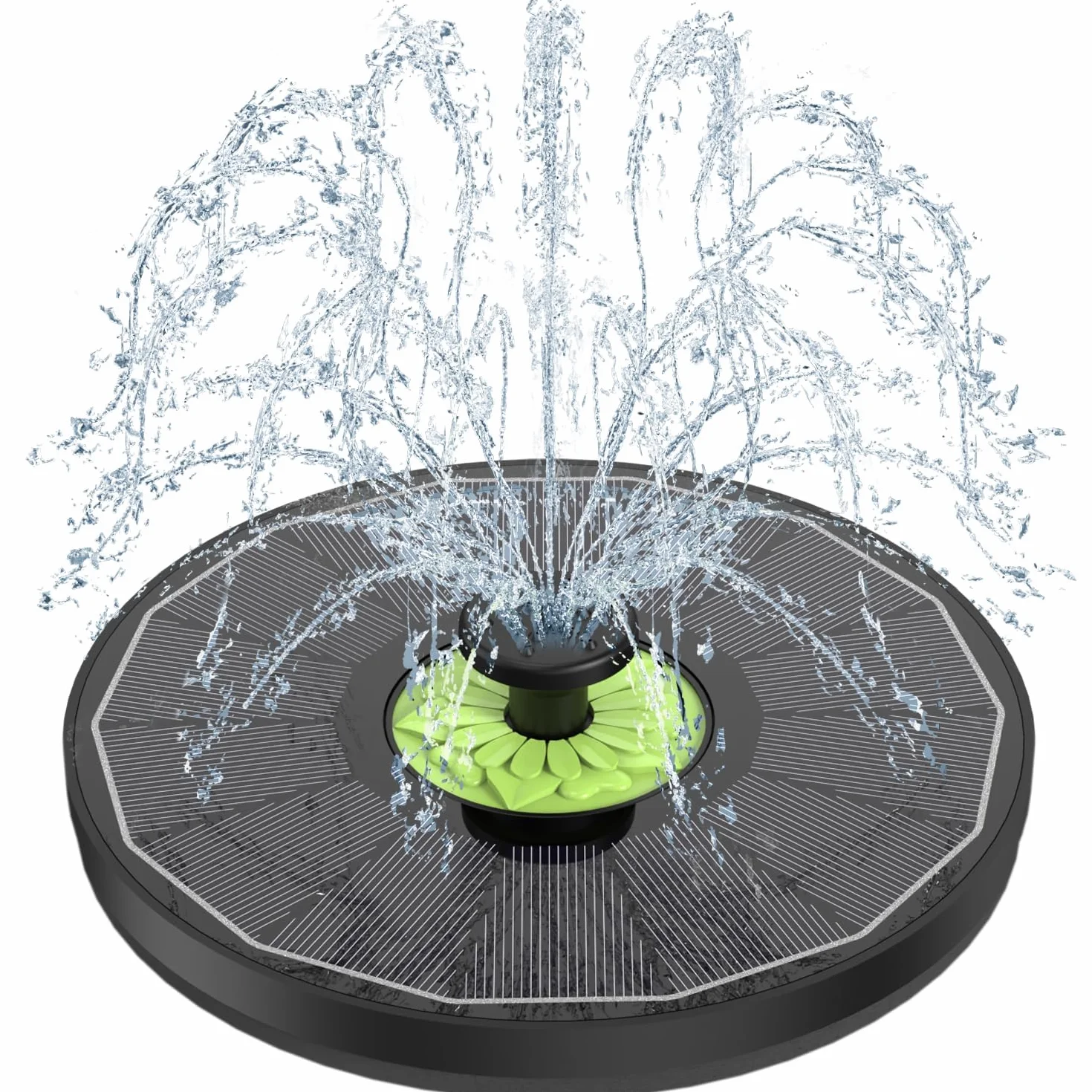 SZMP Fuente Solar 3.5W, Bomba de Agua Solar Vidrio con 7 Boquillas & 4 Fijadores Fuente para Estanque para Jardín, Estanque, Exterior, Baño de Pájaros, Recipiente para Peces (Negro)