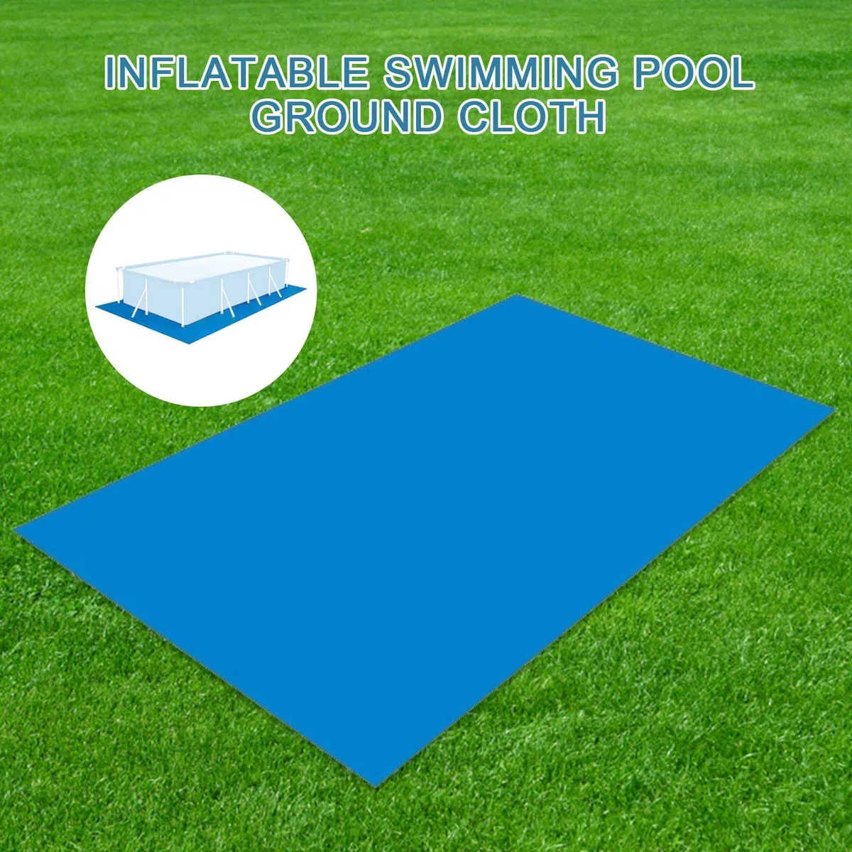 Tapiz de Suelo Protector para Piscina 2 x 3 m Rectangular de PE Resistente Color Azul Fácil de Instalar y Almacenar