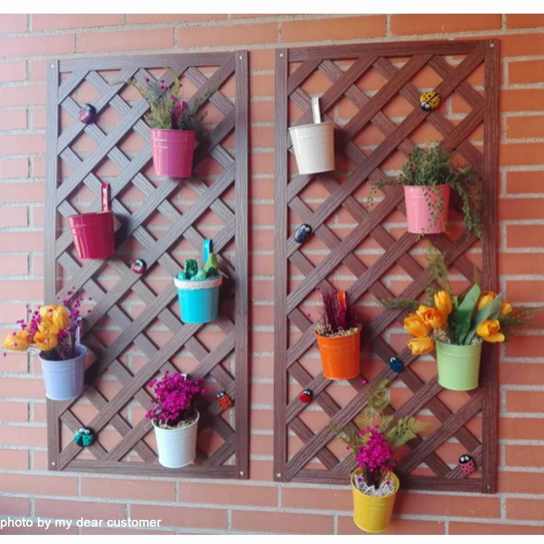 Juego de 10 Jarrones de Flores de Metal Florero para Colgar Canasta sin Orificio de Drenaje, Gancho Desmontable, Balcón Jardín Decoración para el Hogar(17x 10.2X 8cm