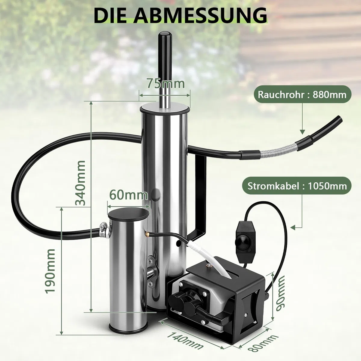 Generador de humo frío de acero inoxidable, generador de humo para ahumar eléctrico con bomba de oxígeno de 25 W, cantidad de humo regulable sin niveles, ideal para pescado, carne, queso, barbacoa
