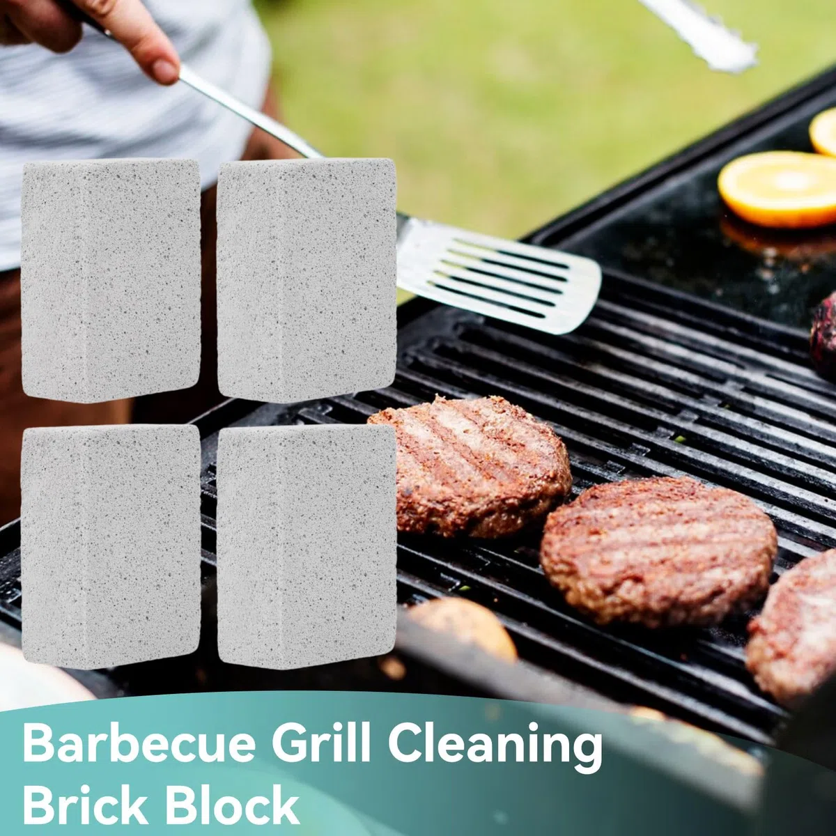 Cyrank Bloque de Limpieza de Piedra para Parrilla, 4 Piezas Ladrillos de Limpieza de Parrilla Barbacoa Limpieza de Parrilla Bloque de ladrillo Manchas Limpiador de Grasa Piedra Accesorio de Cocina