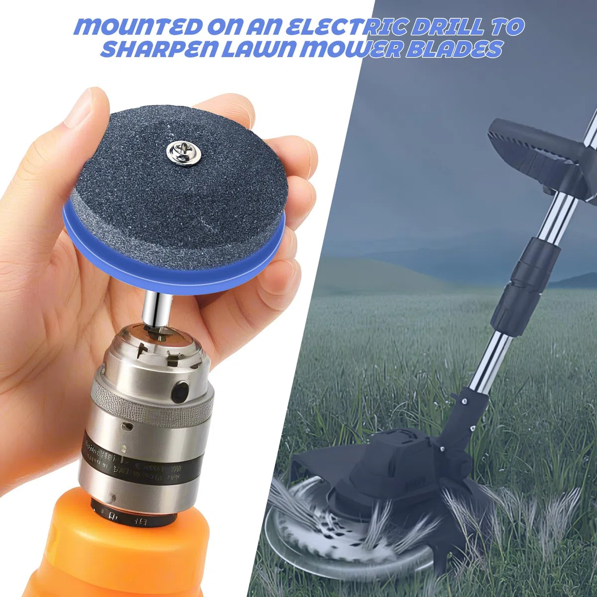 Afilador de cuchillos para cortacésped, 3 unidades, afilador de cortacésped, herramientas de jardín, cuchillas universales para la mayoría de taladros eléctricos de mano